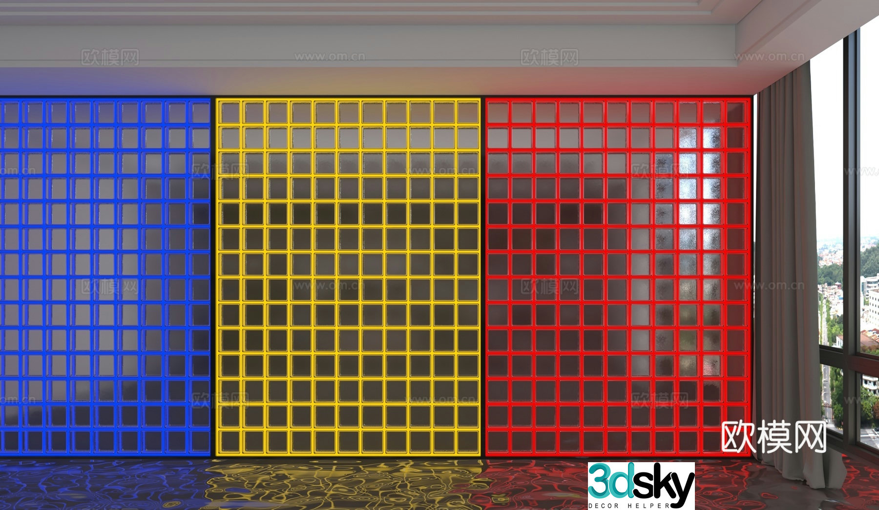 Modern plaid background wall 3d model