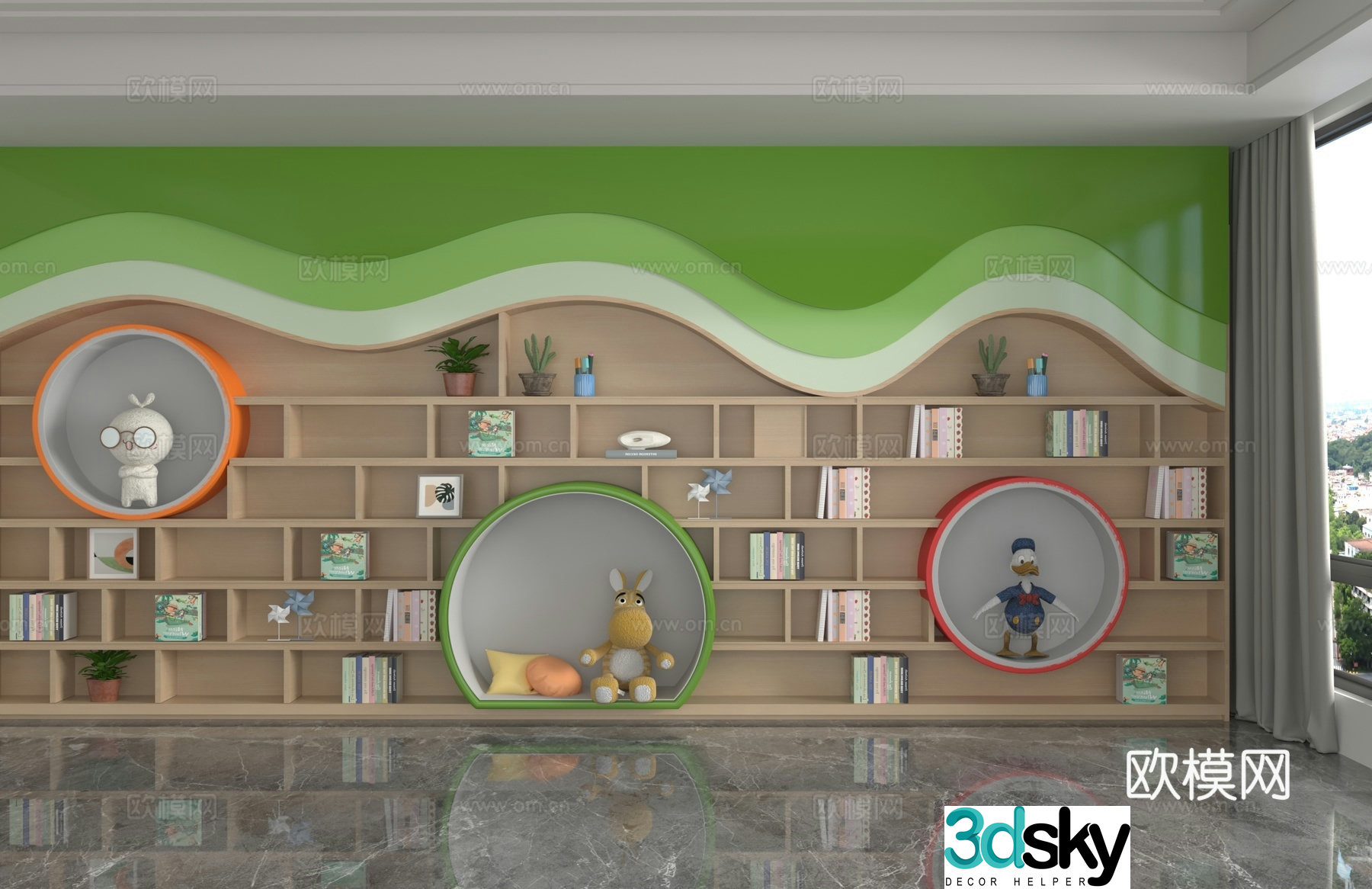 Modern kindergarten bookcase 3d model