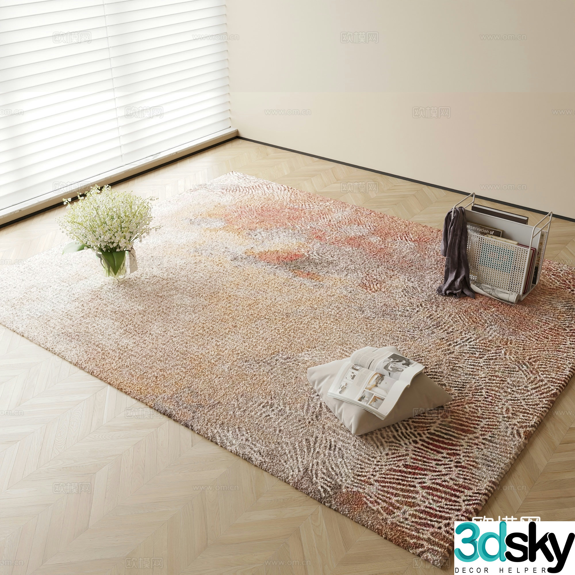 abstract carpet square rug 3d model