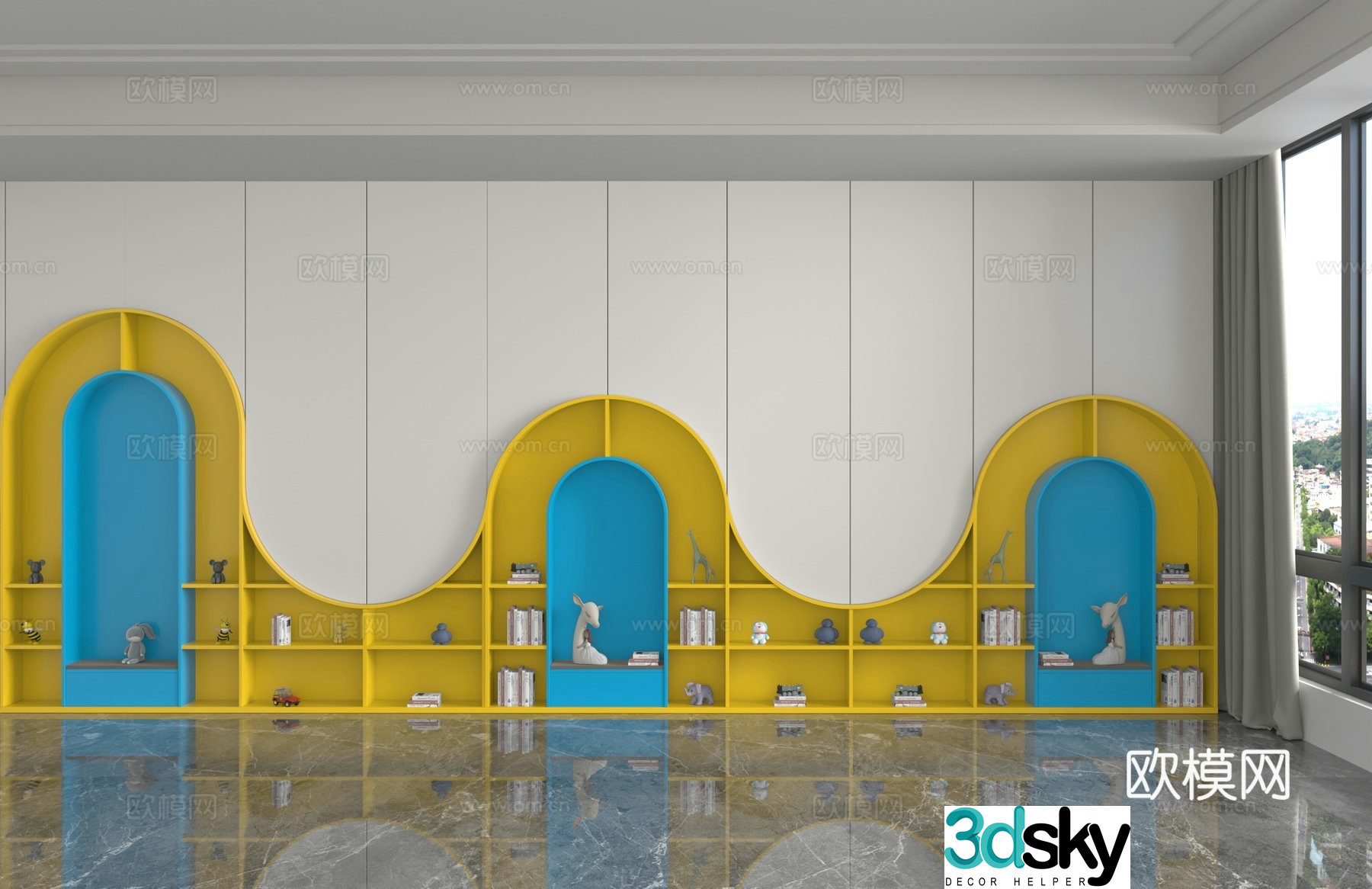 Modern bookcase 3d model