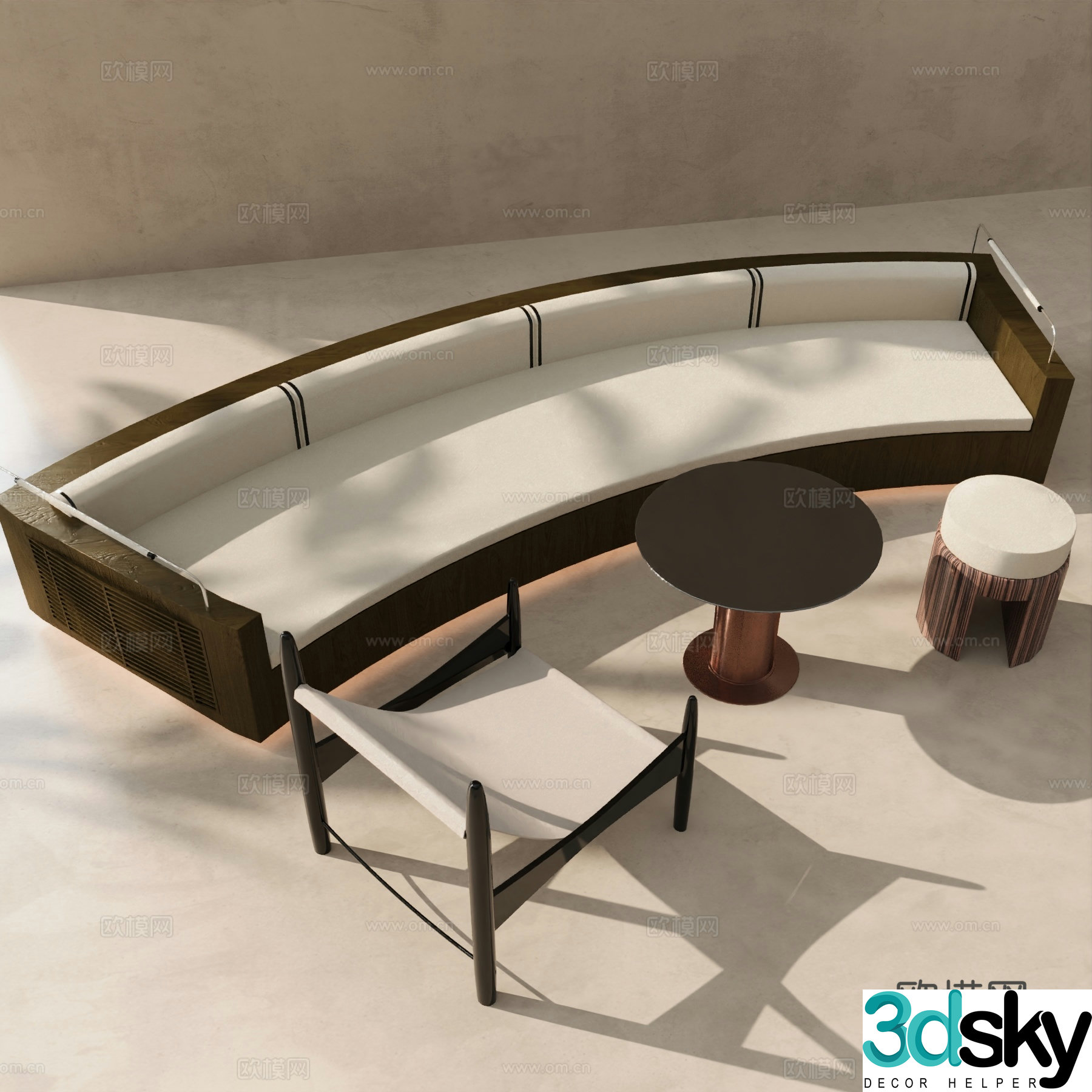 Card seat sofa restaurant card seat 3d model