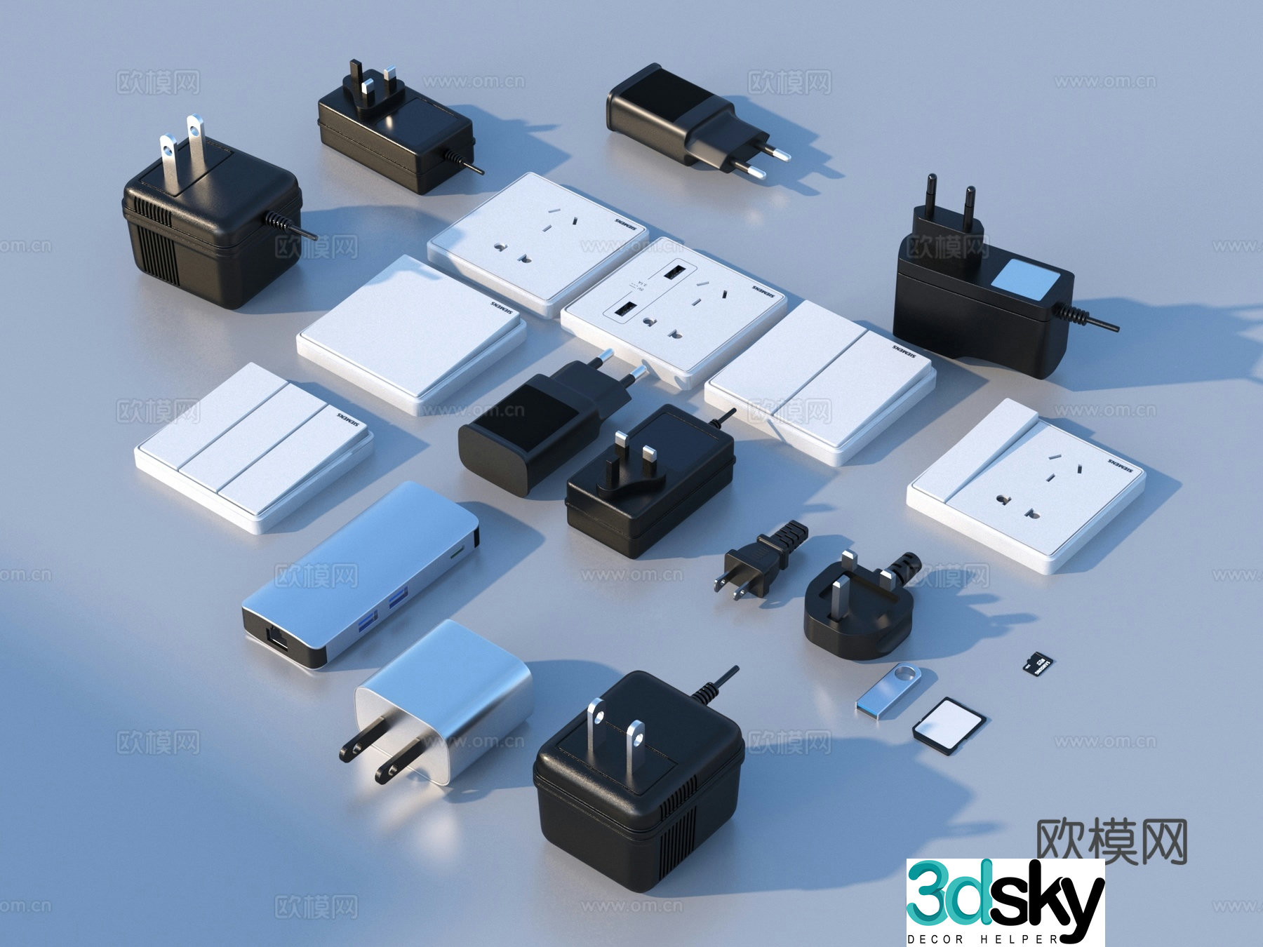 Charging head switch socket hardware 3d model