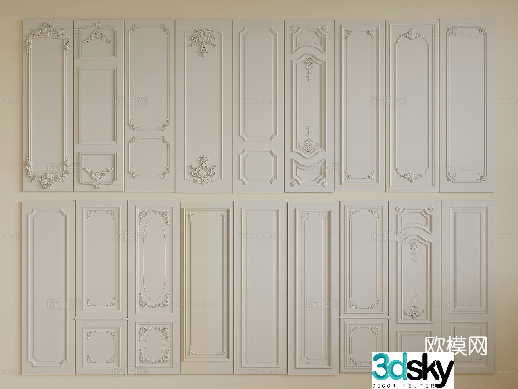 French wainscot wall decorative panel decorative panel 3d model