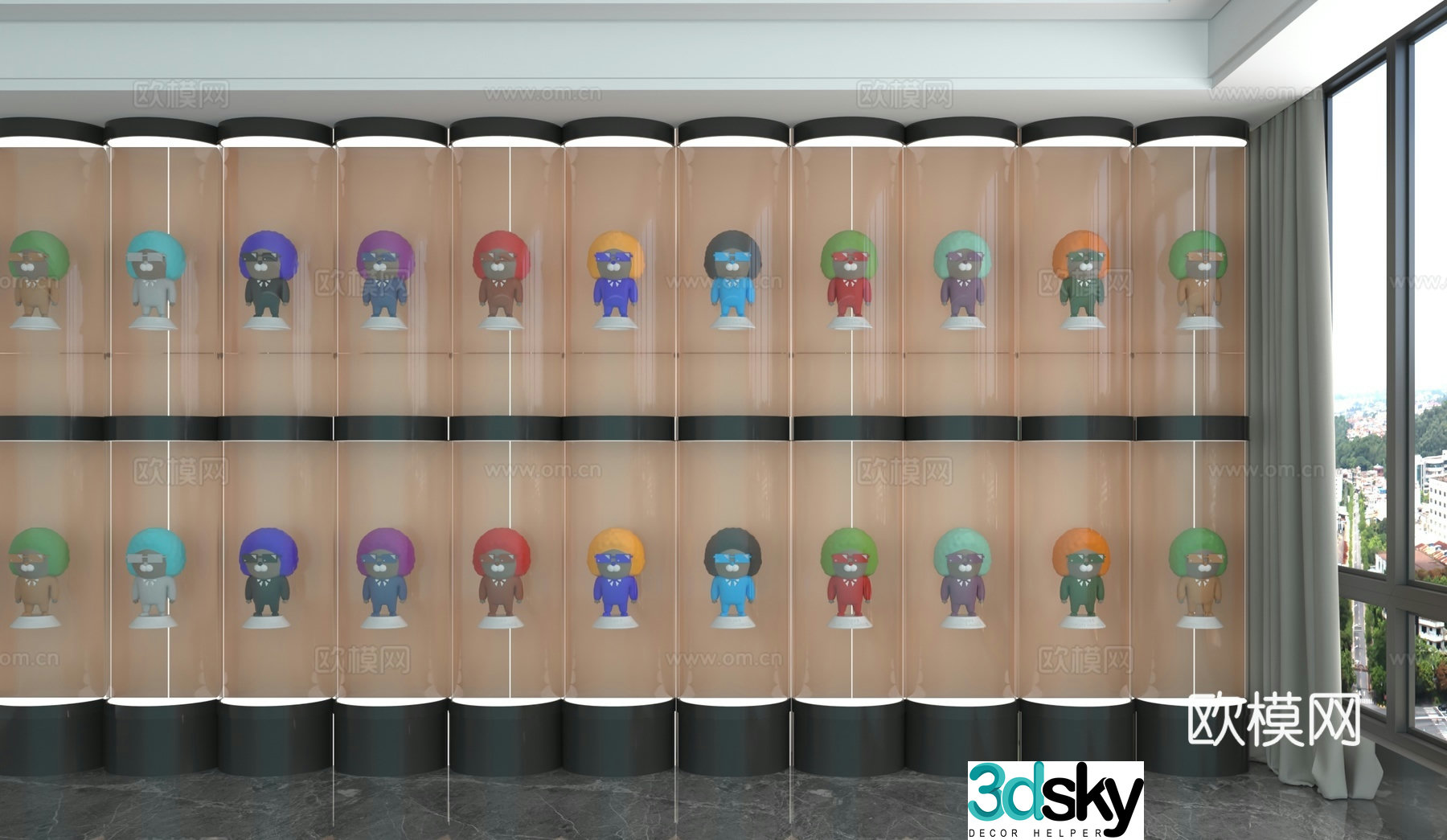 Modern trendy display wall background wall 3D model