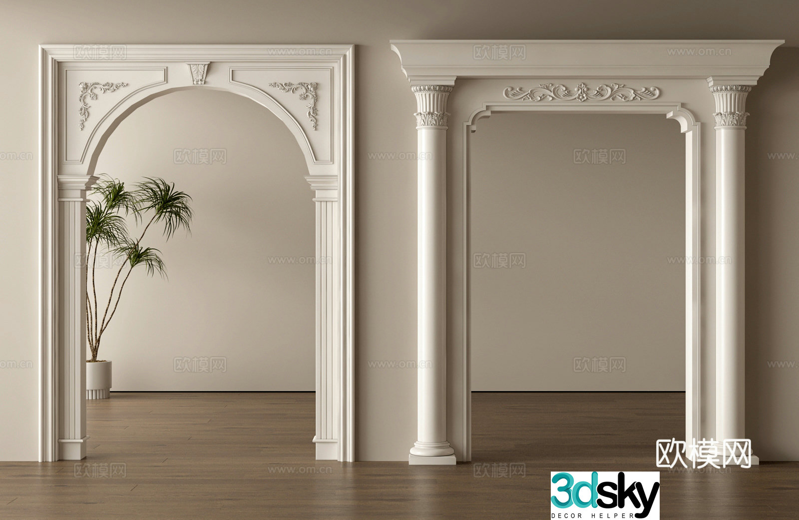 European style door cover dumb door opening 3d model