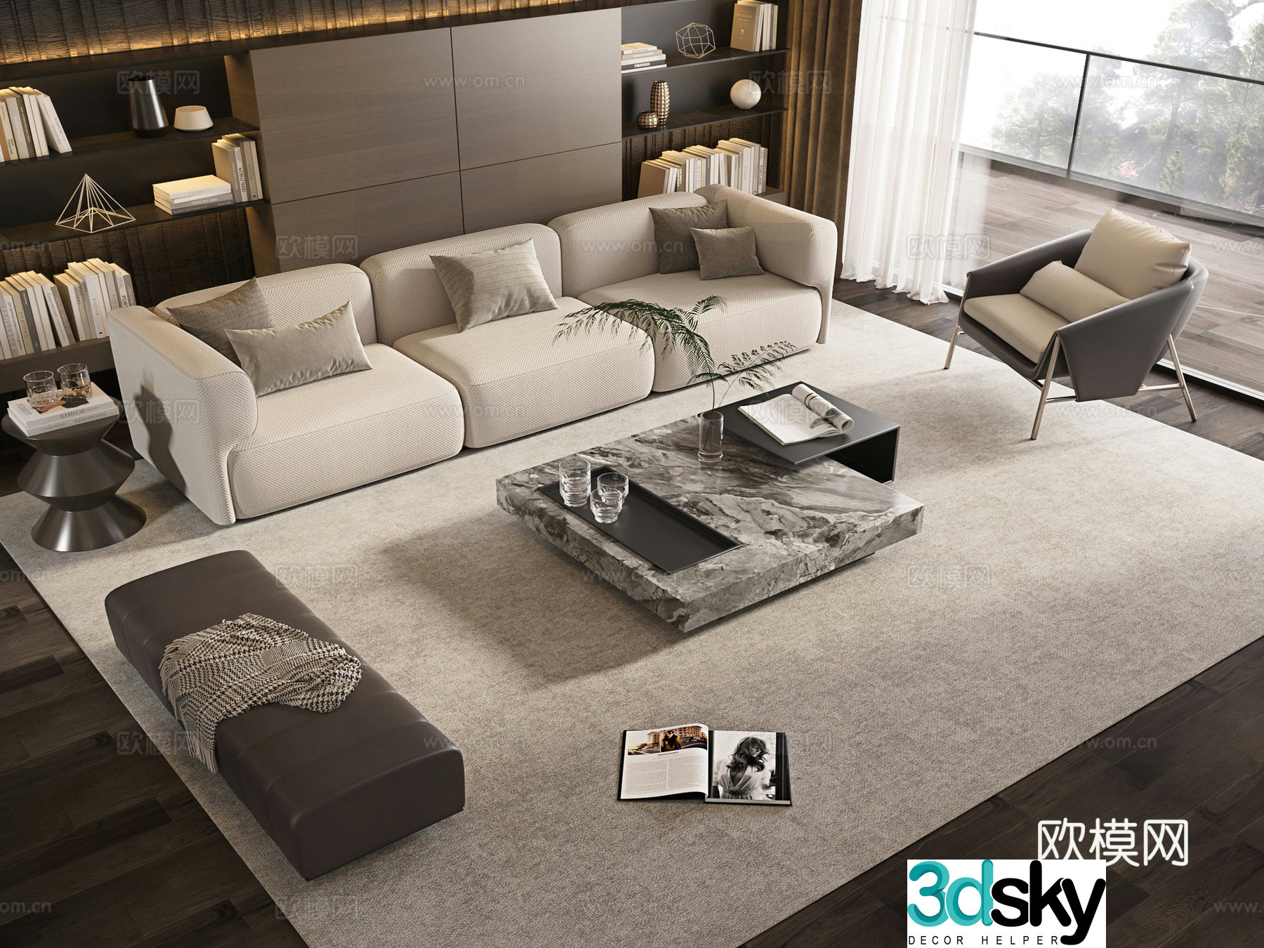 Modern sectional sofa 3d model