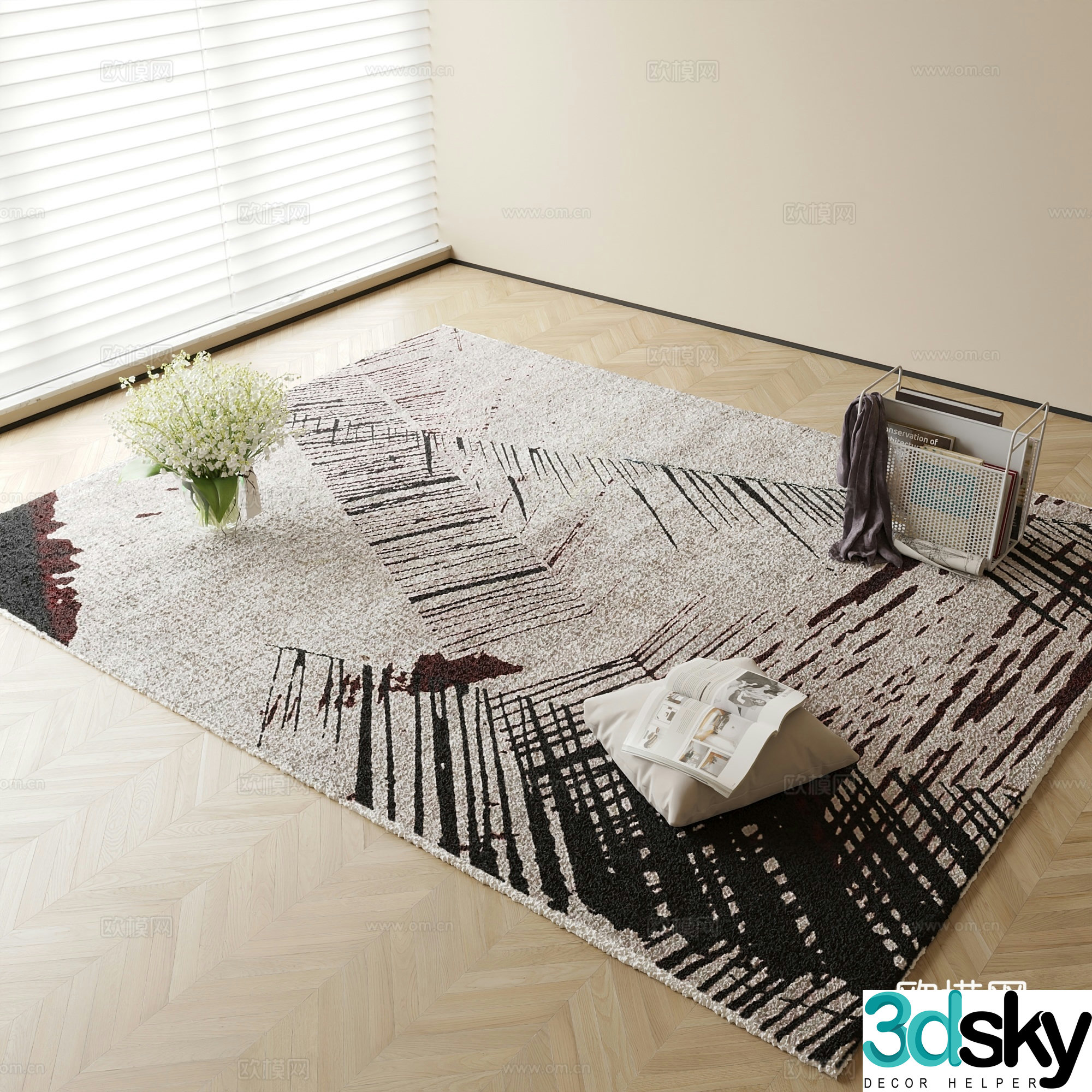 Modern carpet square rug 3d model