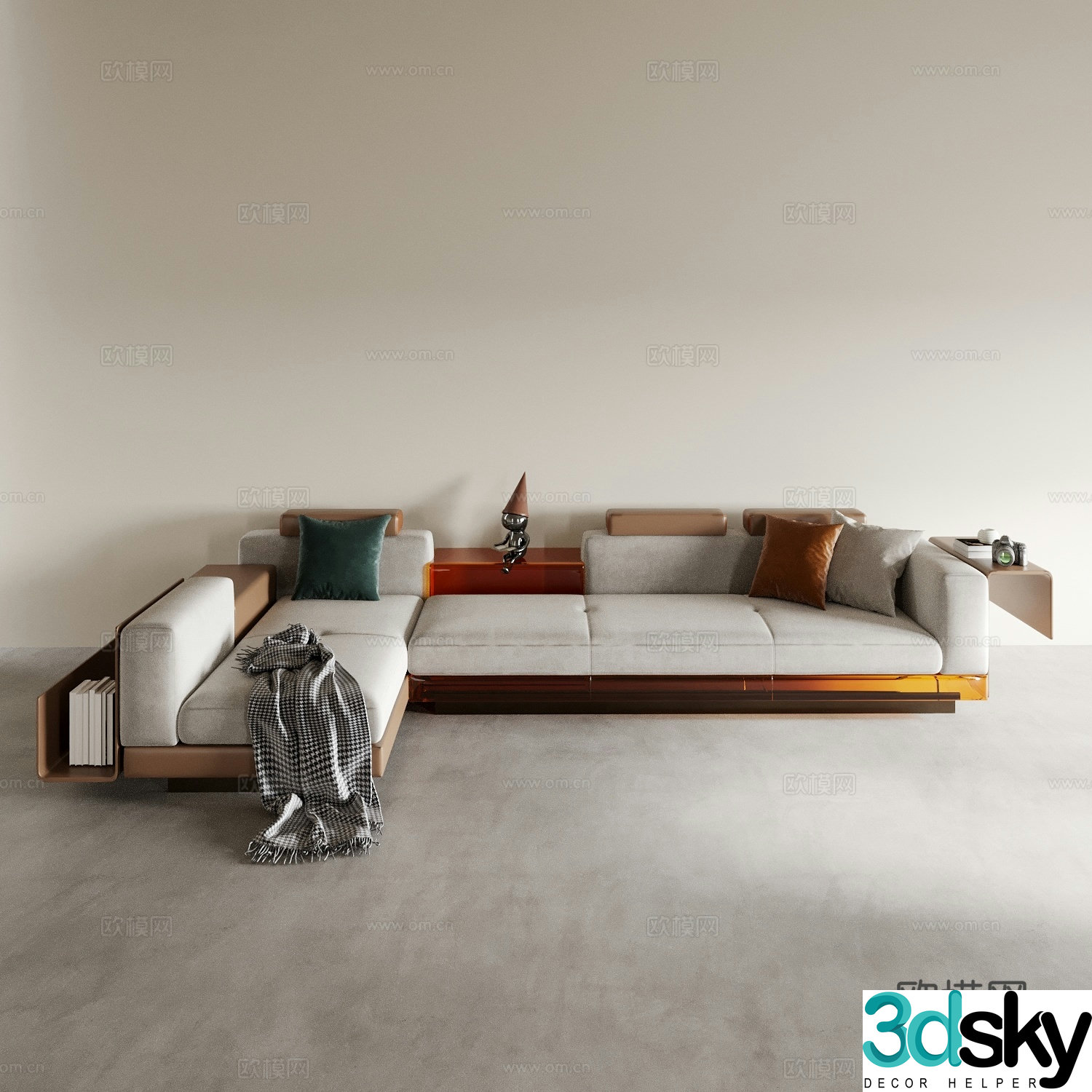 Modern corner sofa acrylic sofa multi-person sofa 3d model