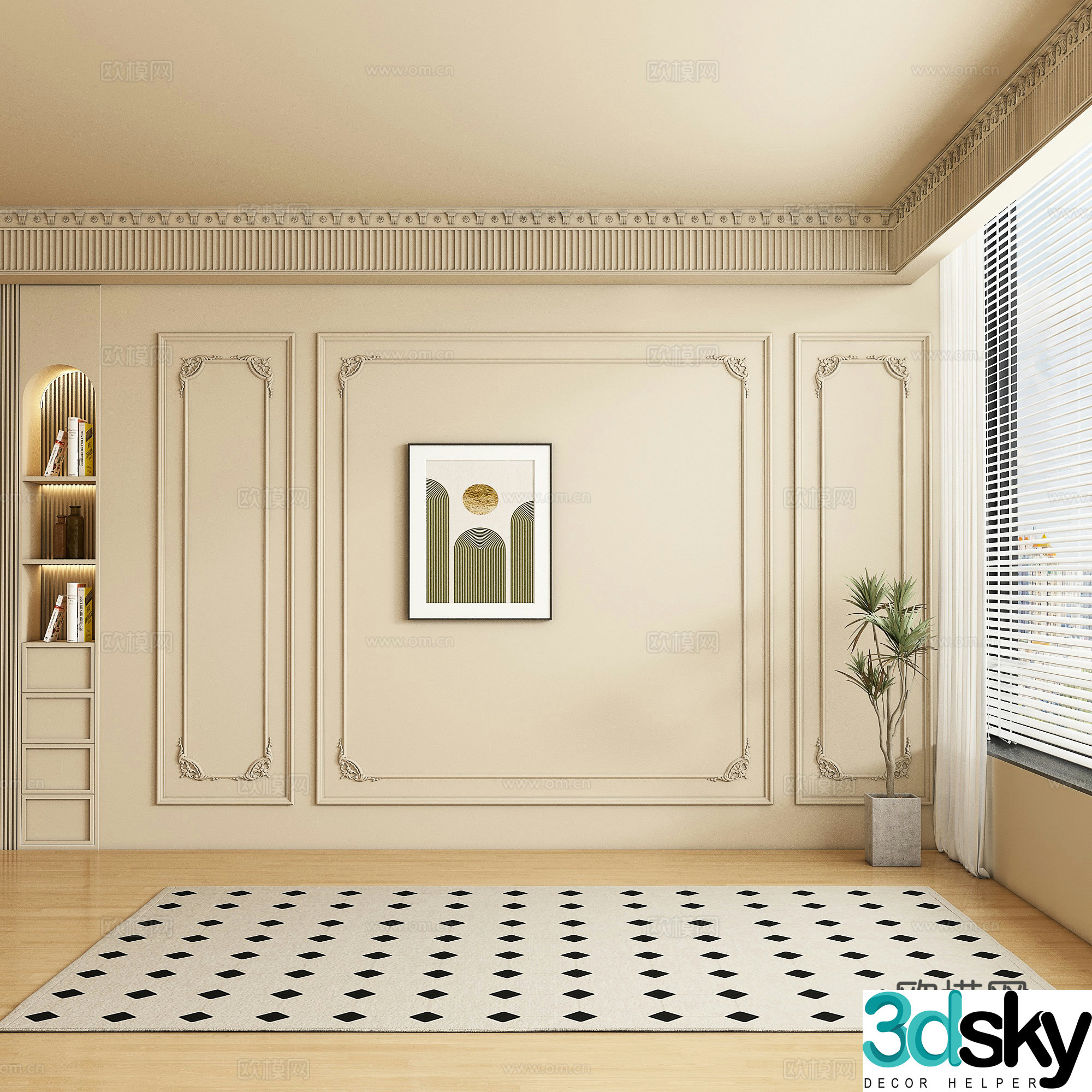 French sofa background wall 3d model