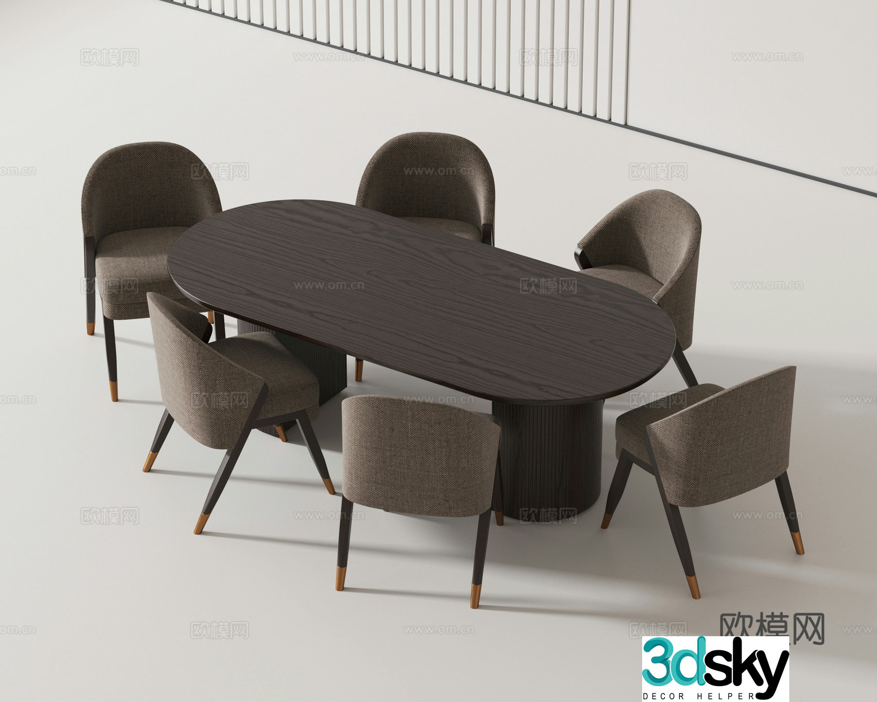 Modern dining table and chairs 3d model