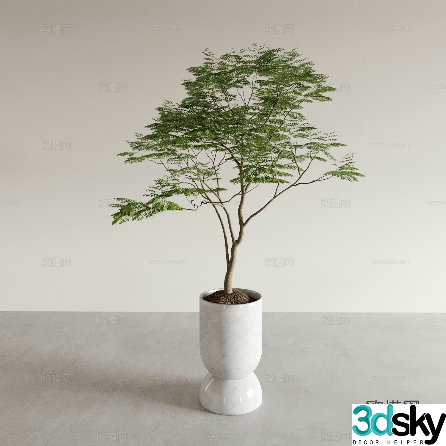 Modern green plant potted flower pot 3d model