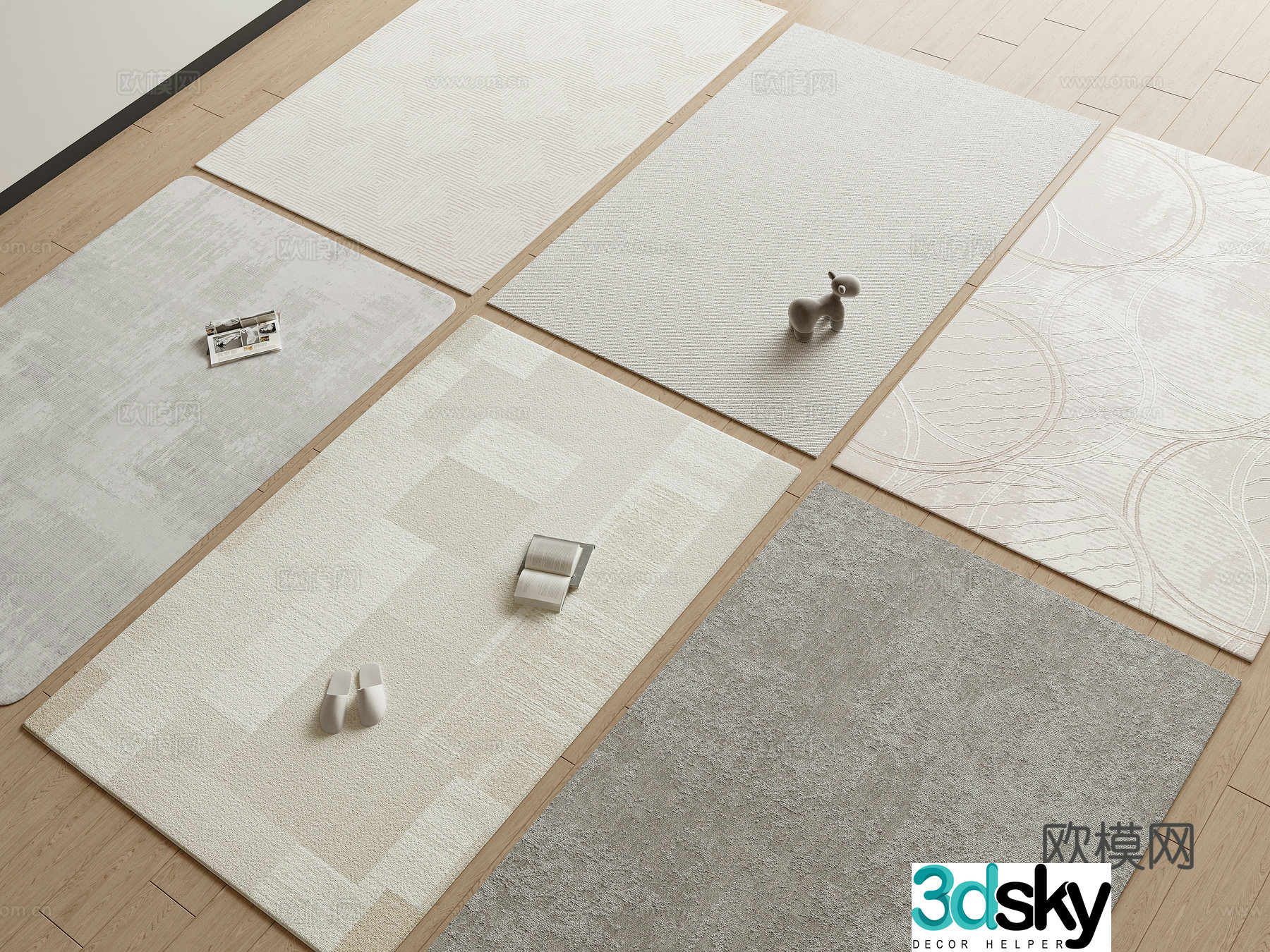 Modern carpet square rug 3d model