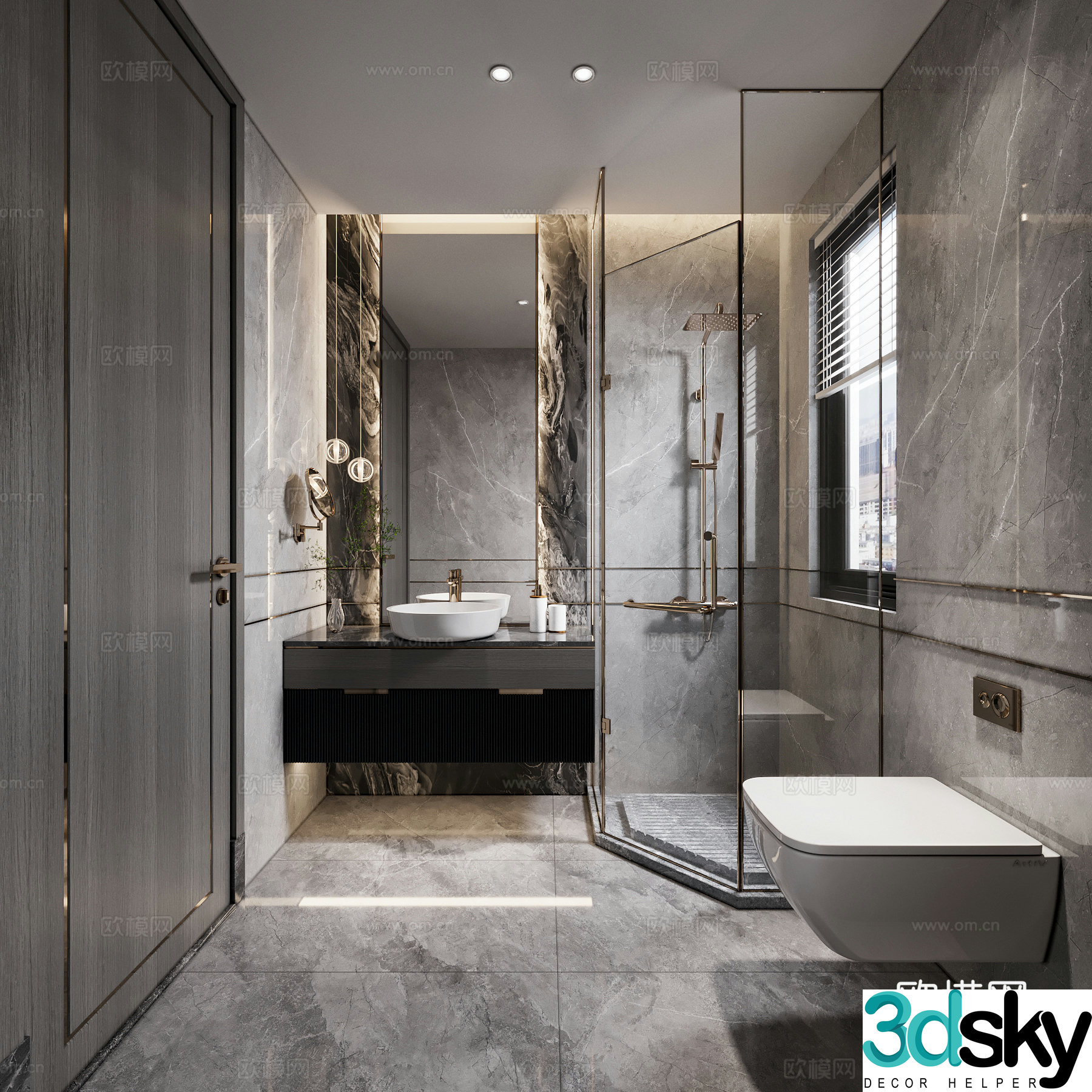 Light luxury bathroom bathroom 3d model