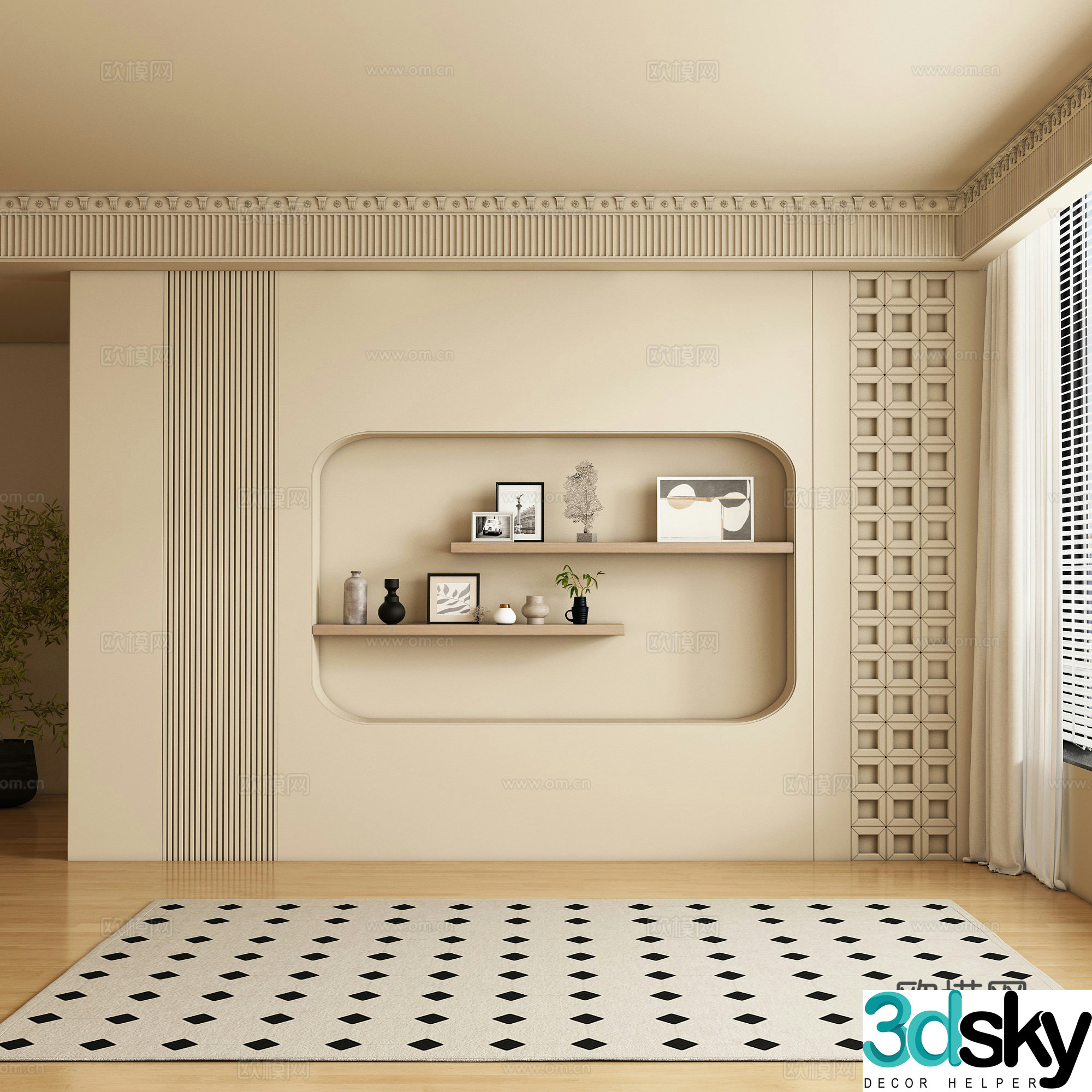 French background wall sofa background 3d model
