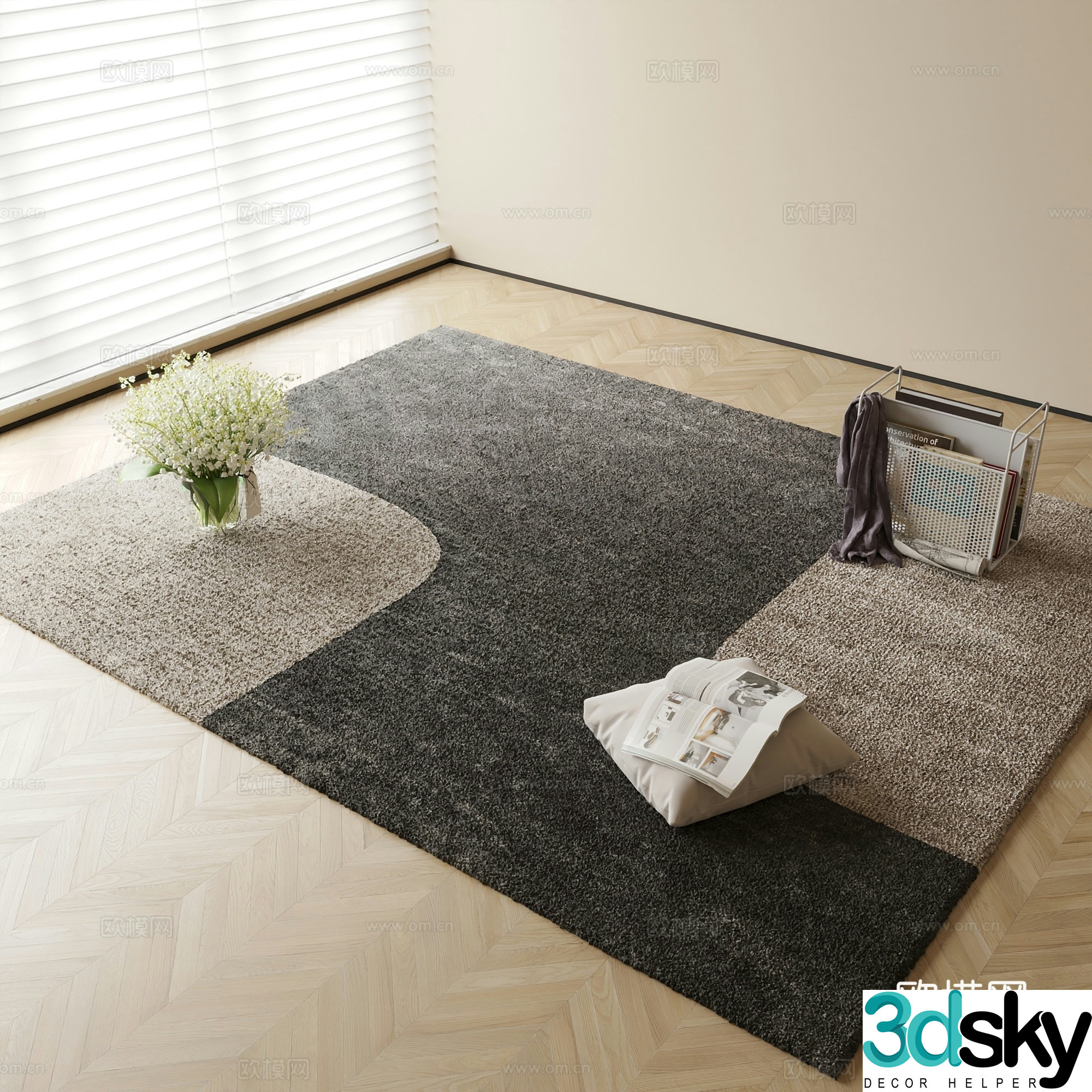 Modern black carpet 3d model