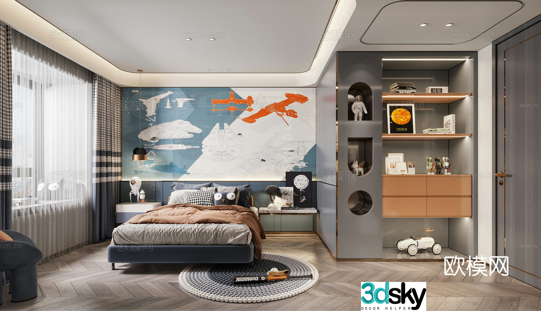 Modern children’s room boy’s room 3d model