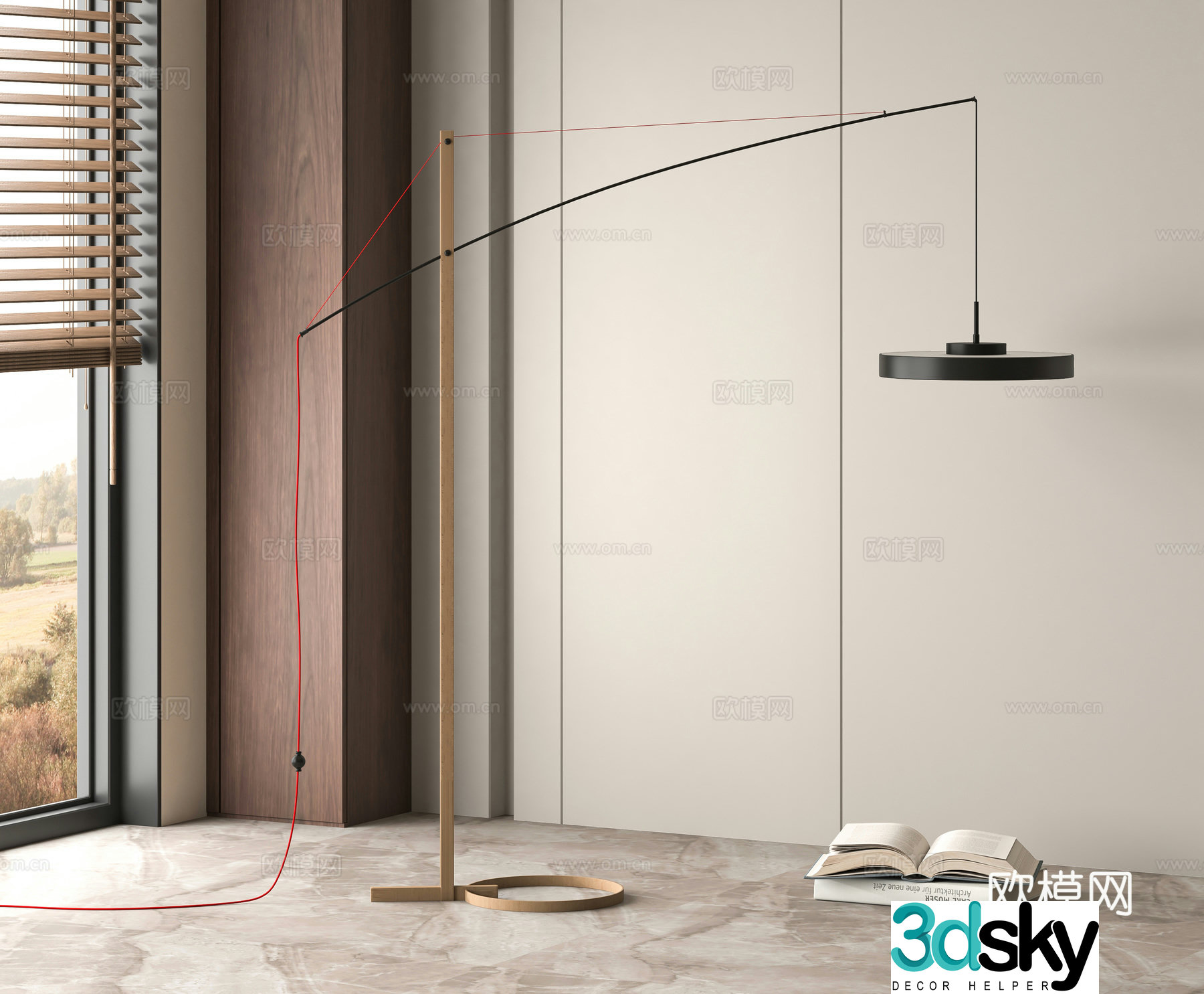 Minimalist floor lamp fishing lamp 3d model