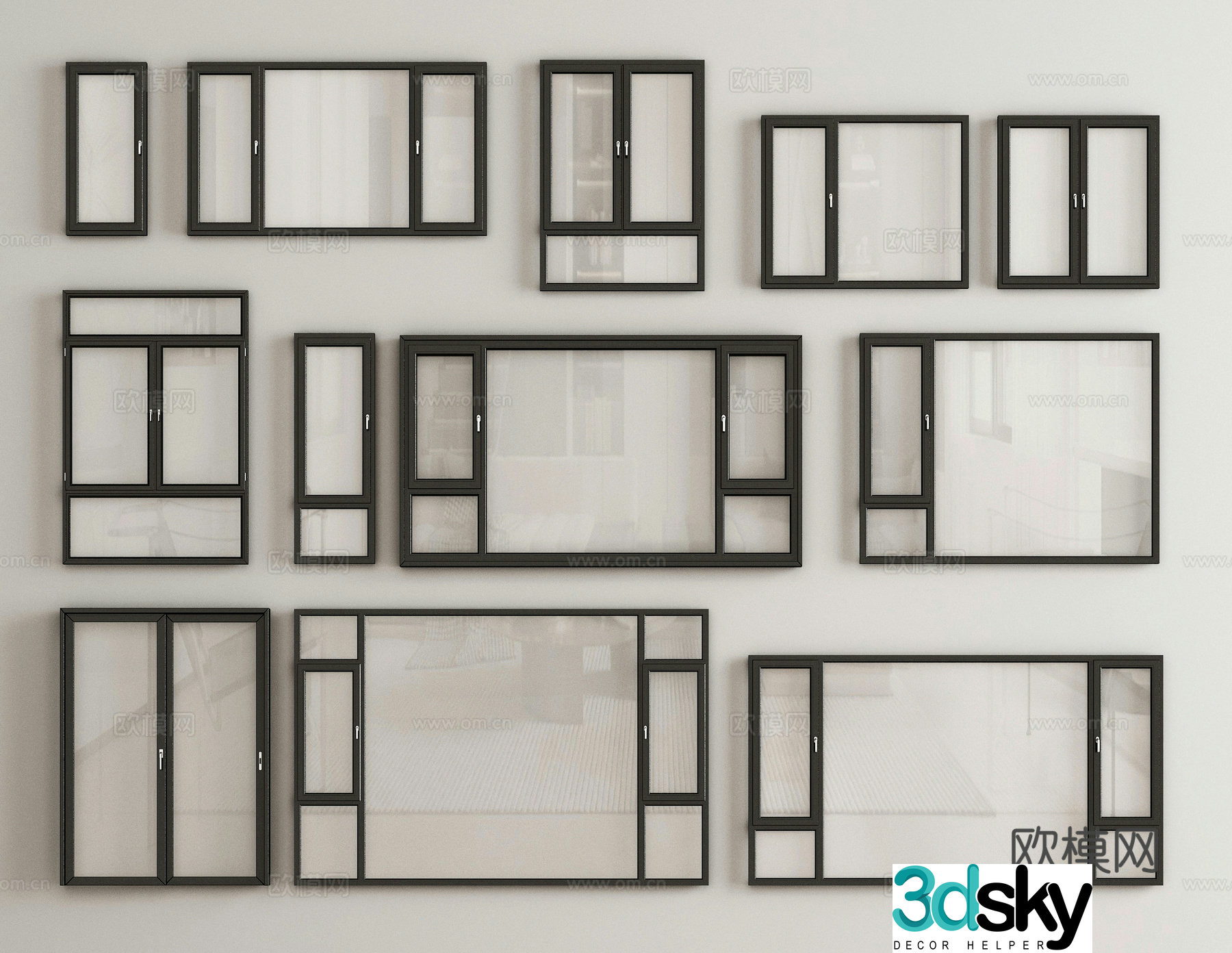 Modern windows casement windows balcony windows floor-to-ceiling windows 3d model