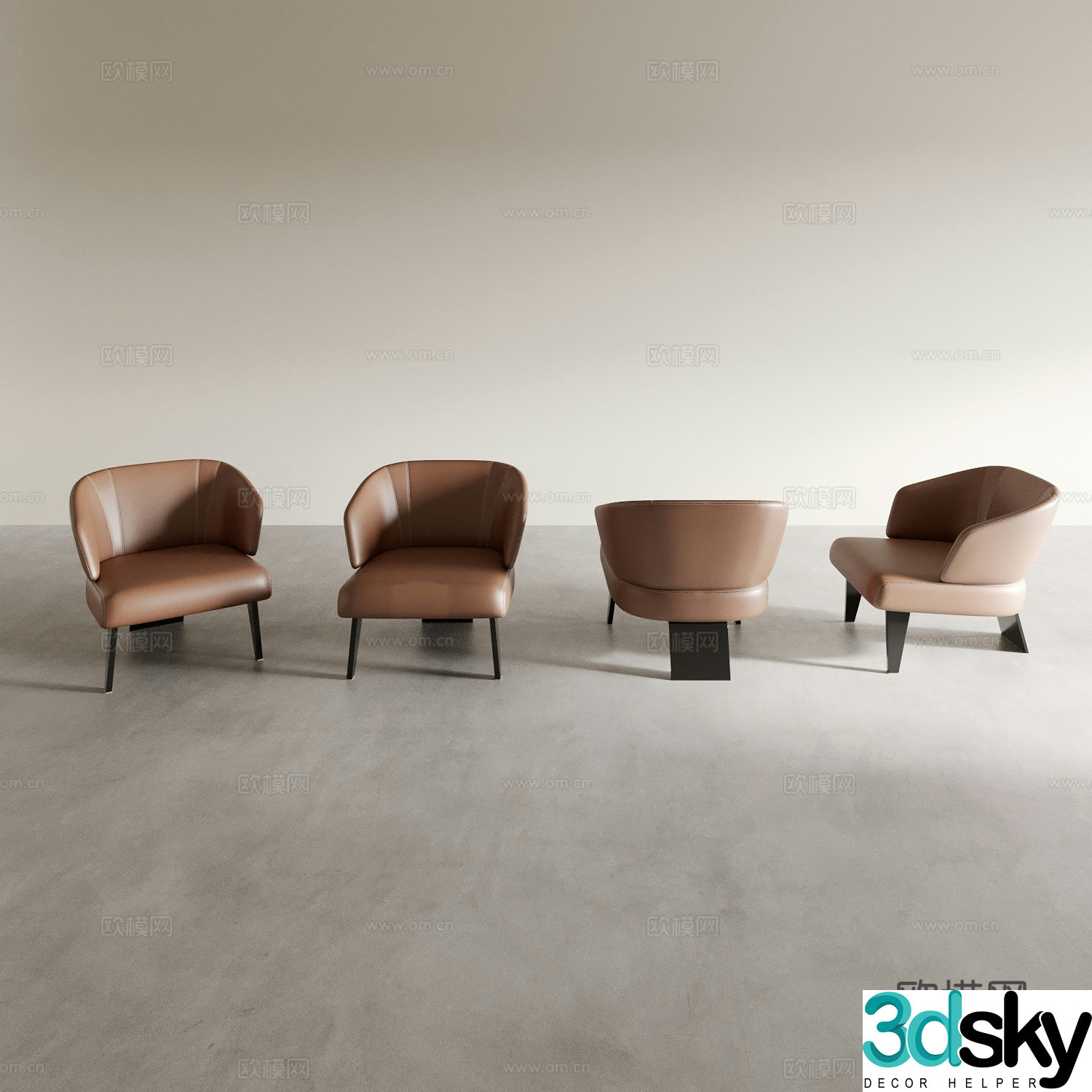 Modern dining chair single chair sofa chair back chair 3d model