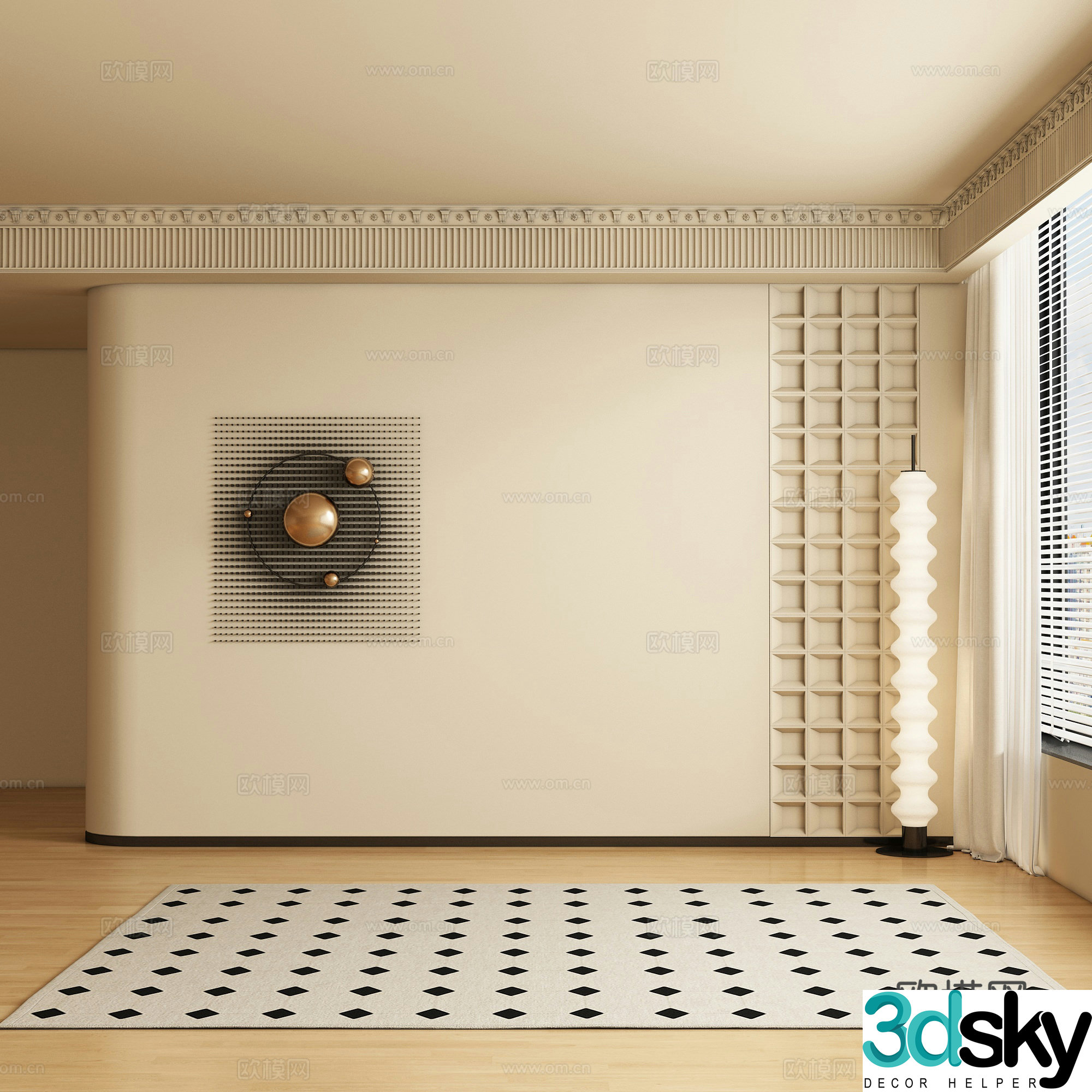 Medieval style background wall sofa background 3d model