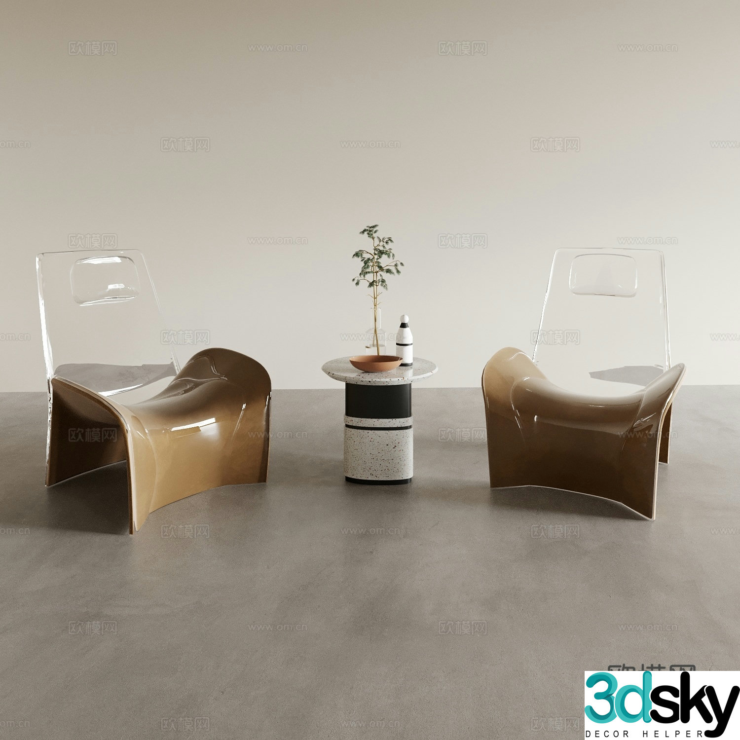 Modern leisure chair acrylic chair 3d model