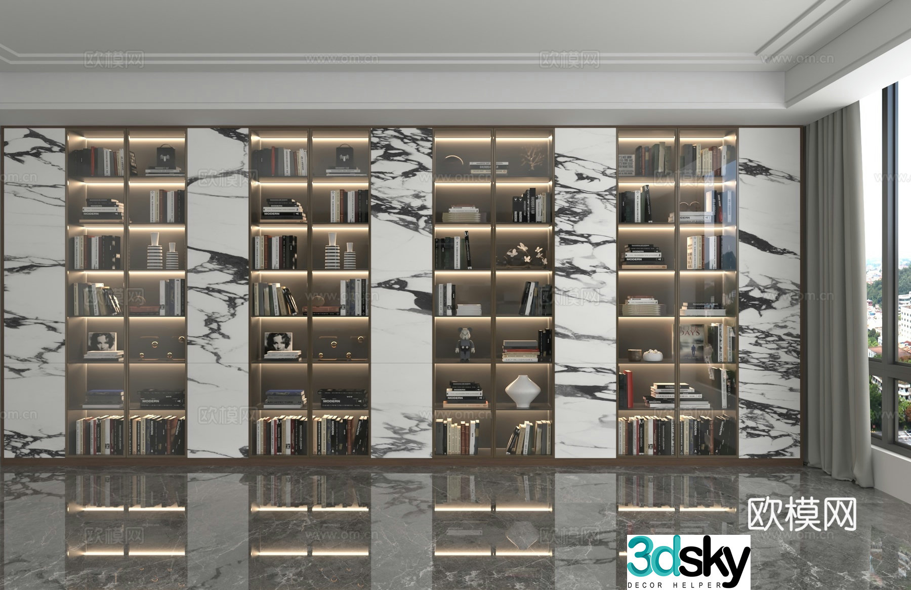 Modern bookcase 3d model