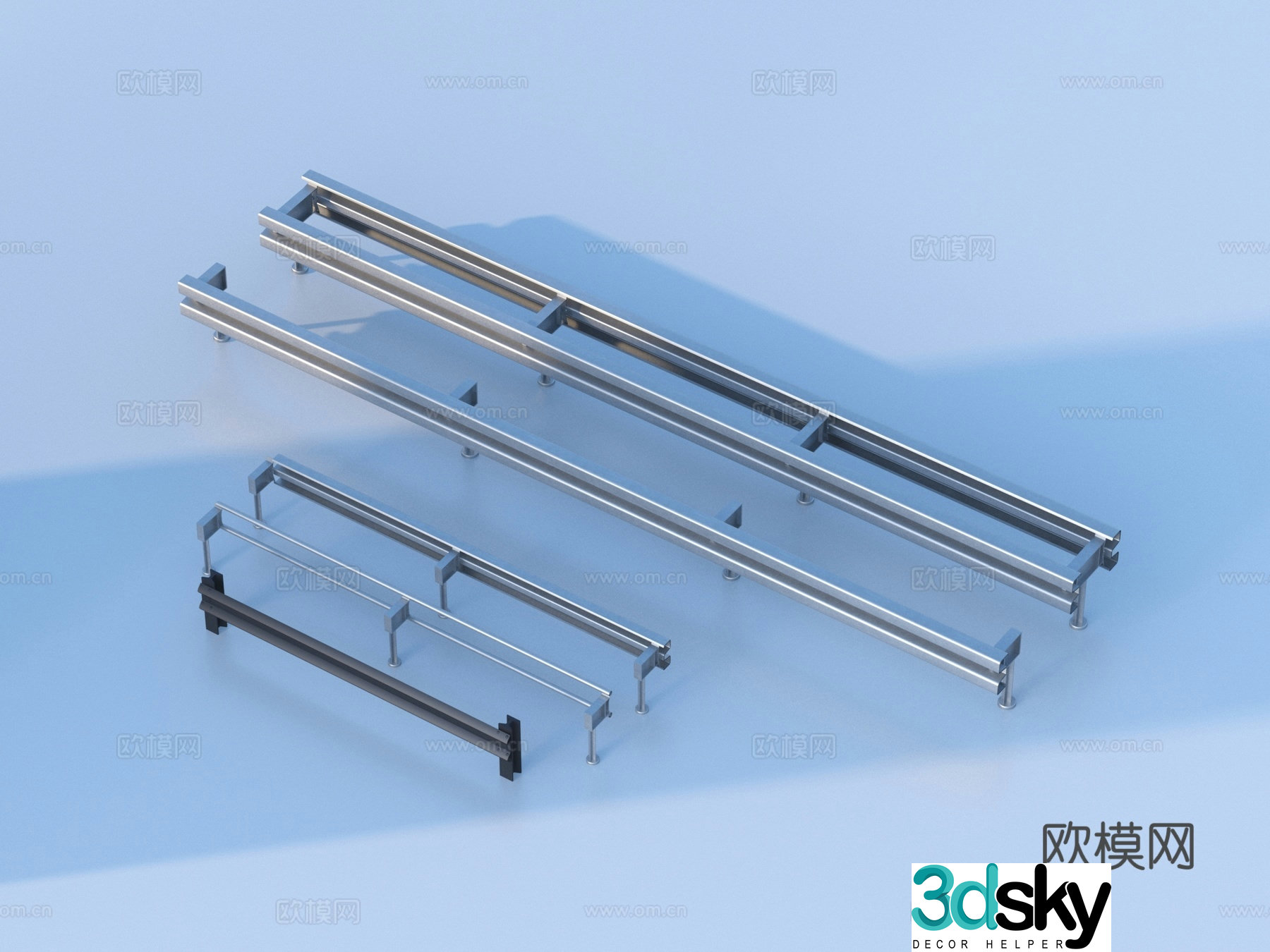 Guardrail Rail Fence Wrought Fence 3D Model