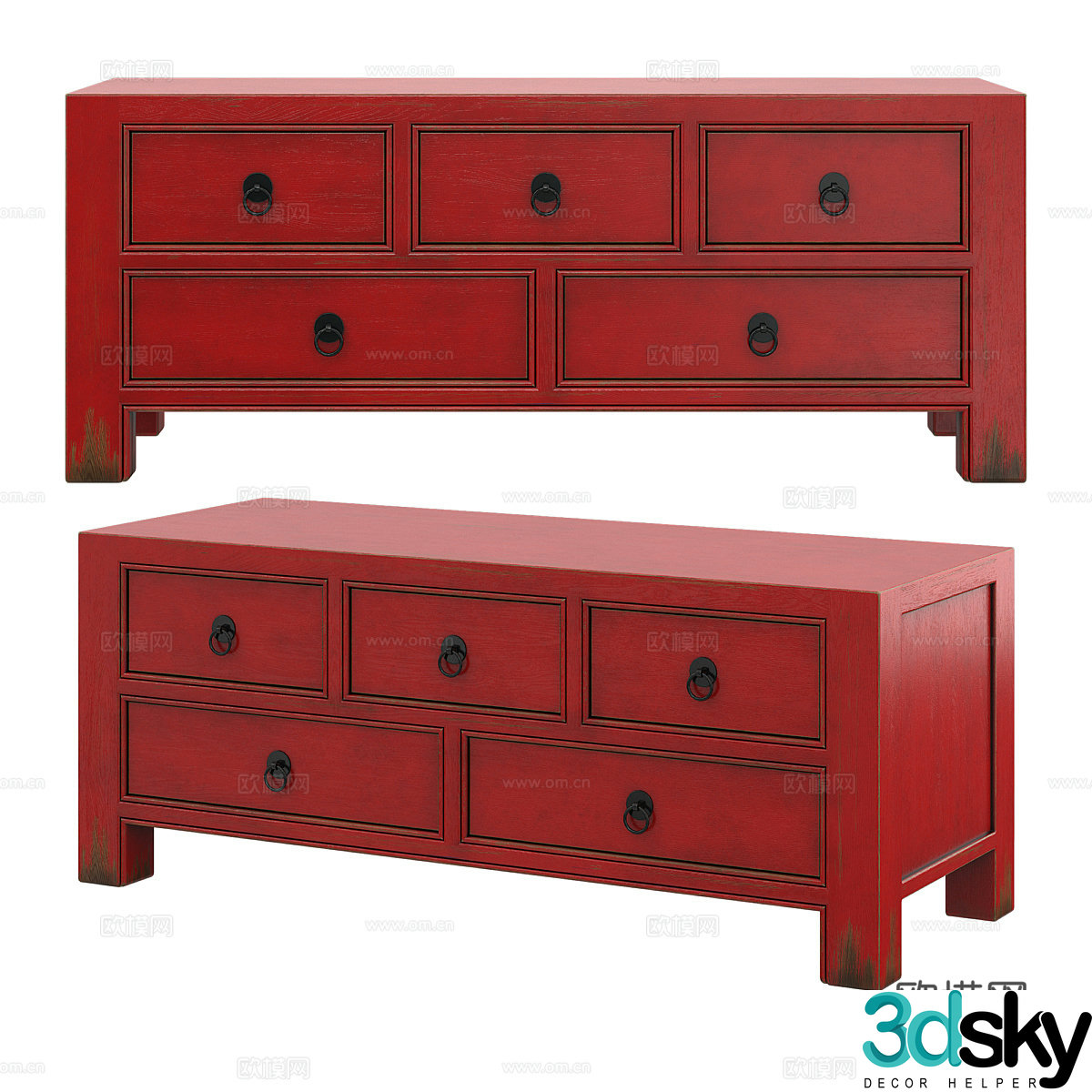 New Chinese style chest of drawers 3D model