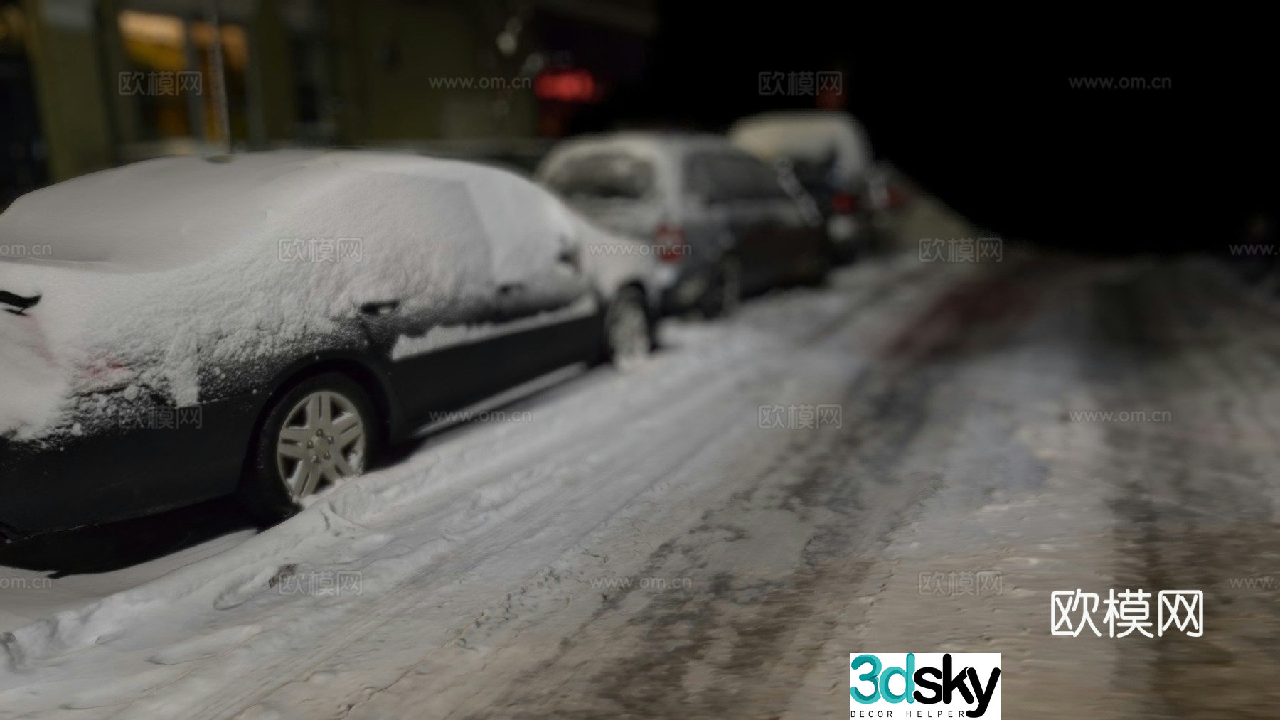 Snow street road landscape 3d model