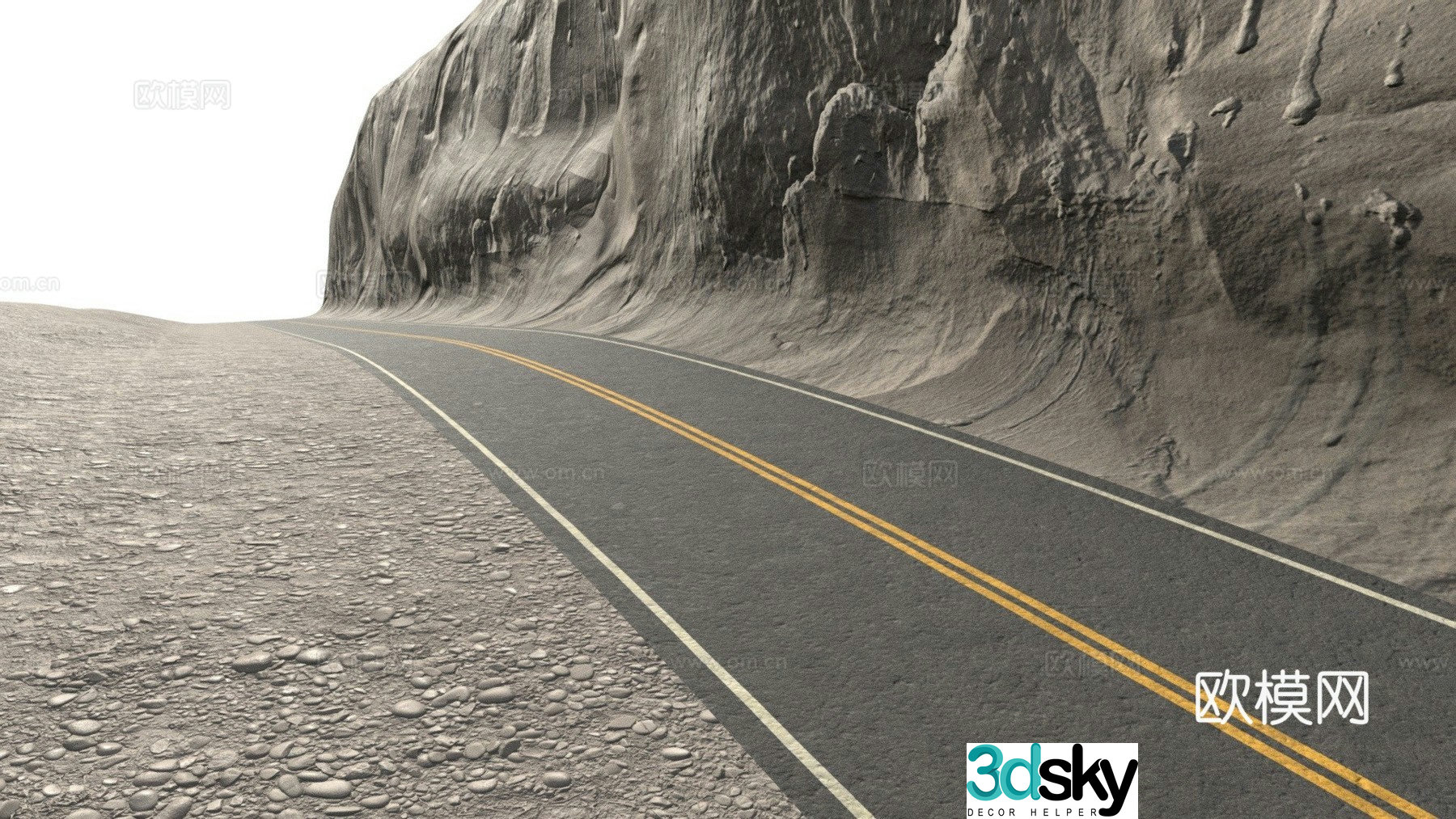 road landscape highway mountain road 3d model