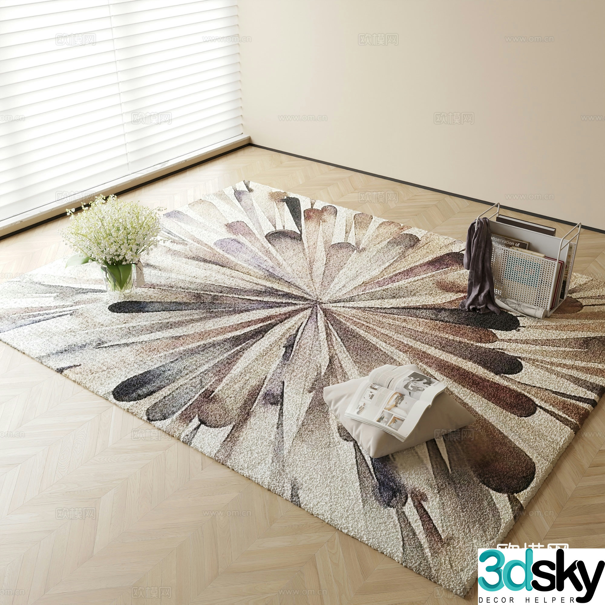 Modern carpet square rug 3d model