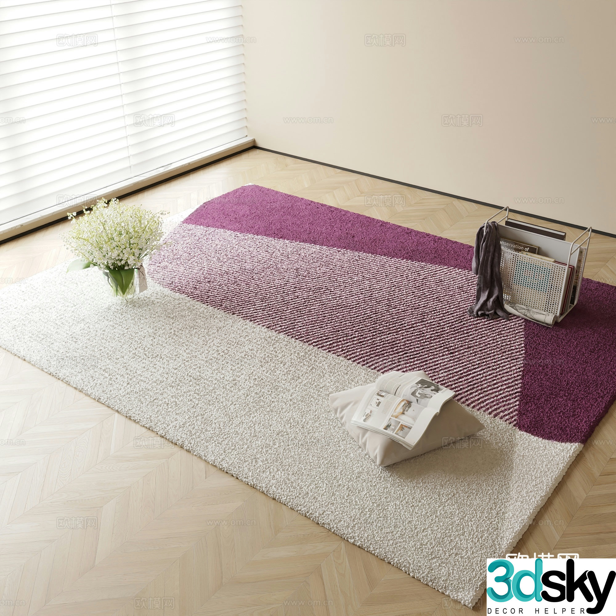 Plain carpet square carpet 3d model