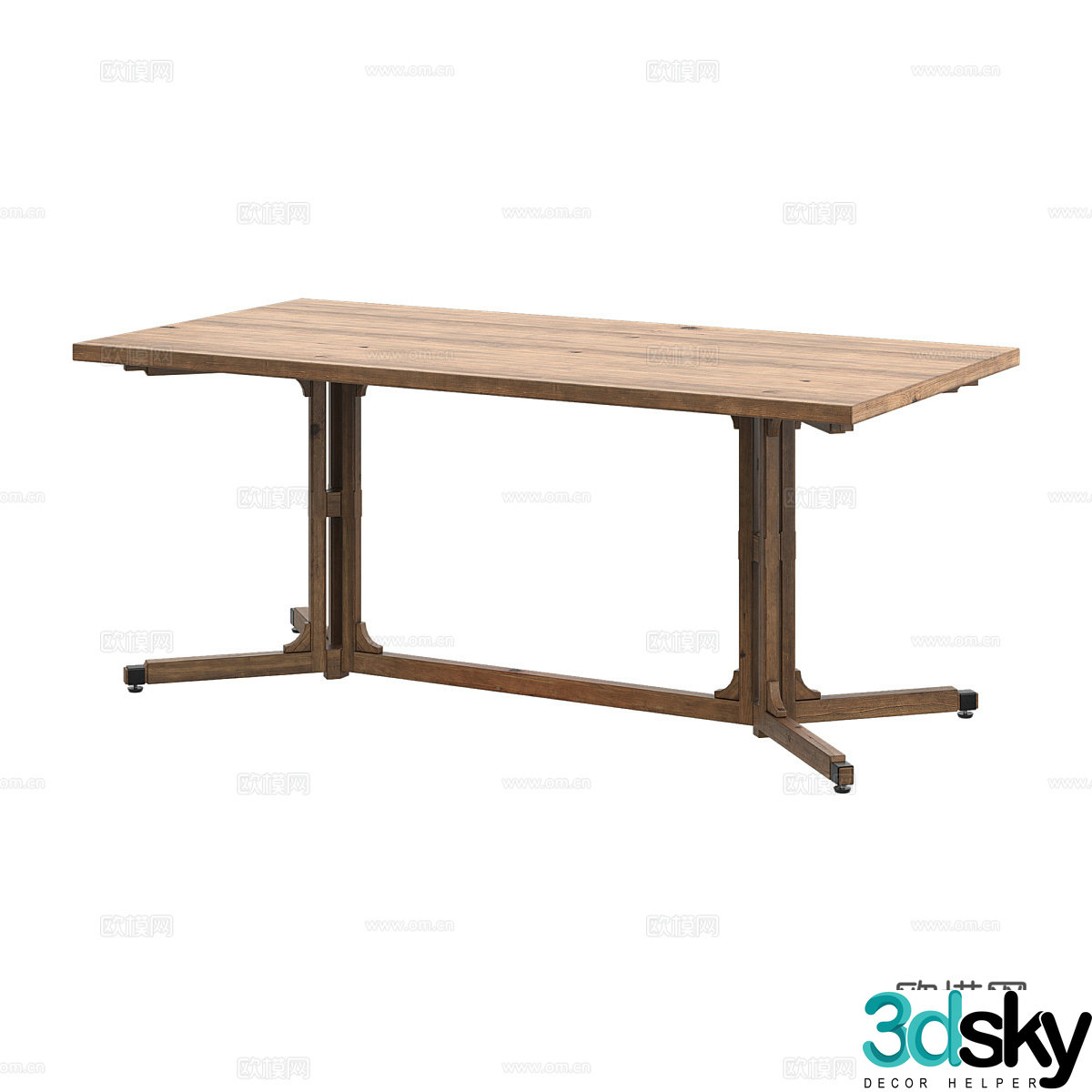 Log dining table 3d model