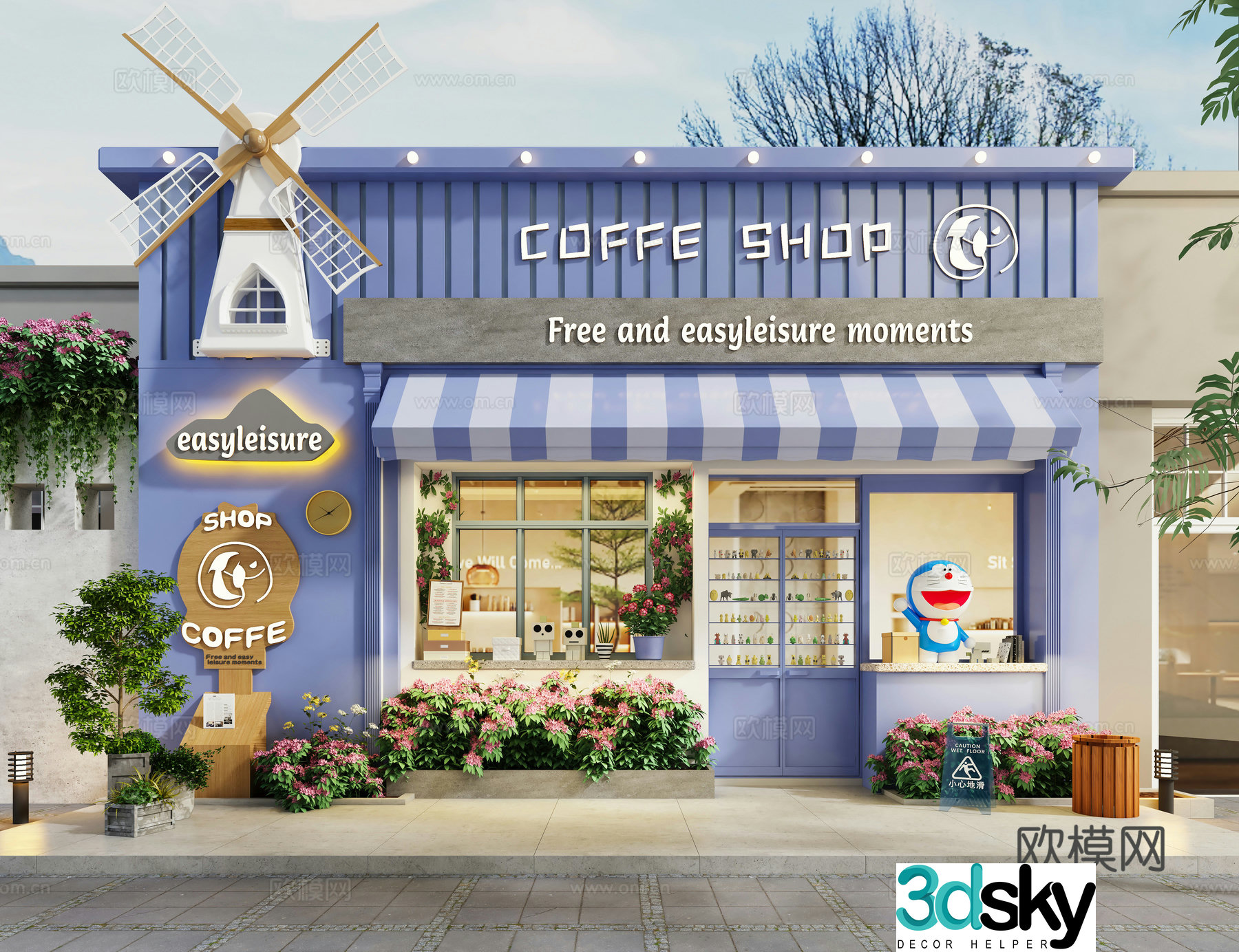 Coffee shop front shop front 3d model