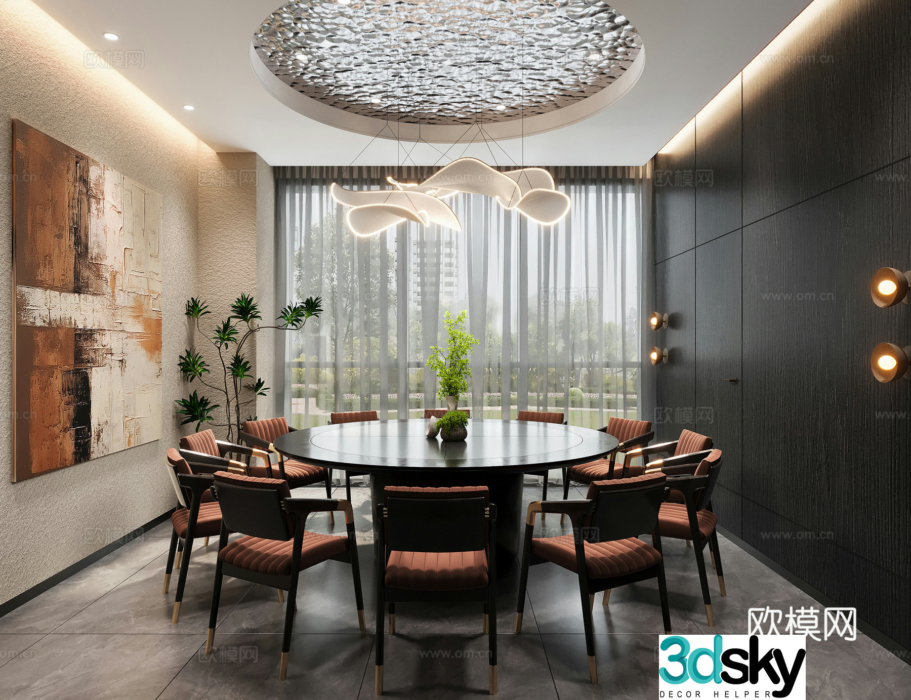 Modern Chinese restaurant private room private room 3d model