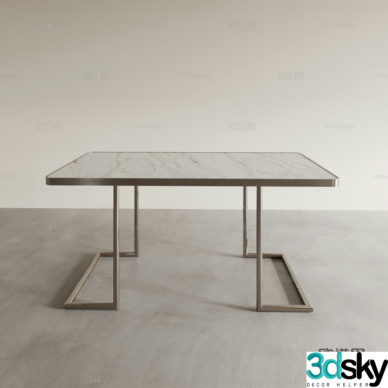 Modern marble dining table square table 3d model