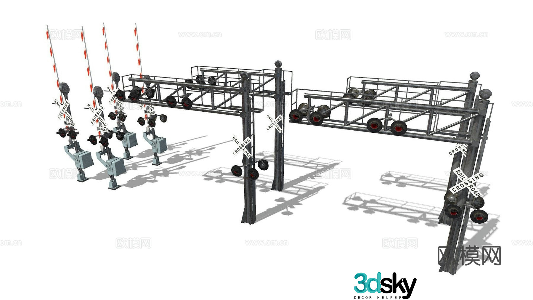 Railway crossing signal 3d model
