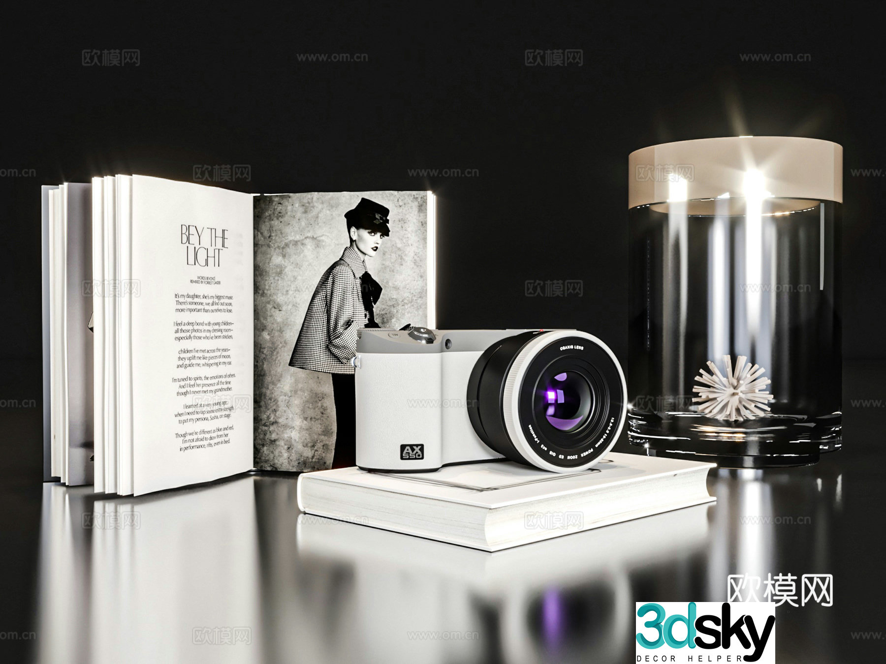 Modern jewelry ornaments camera book 3d model