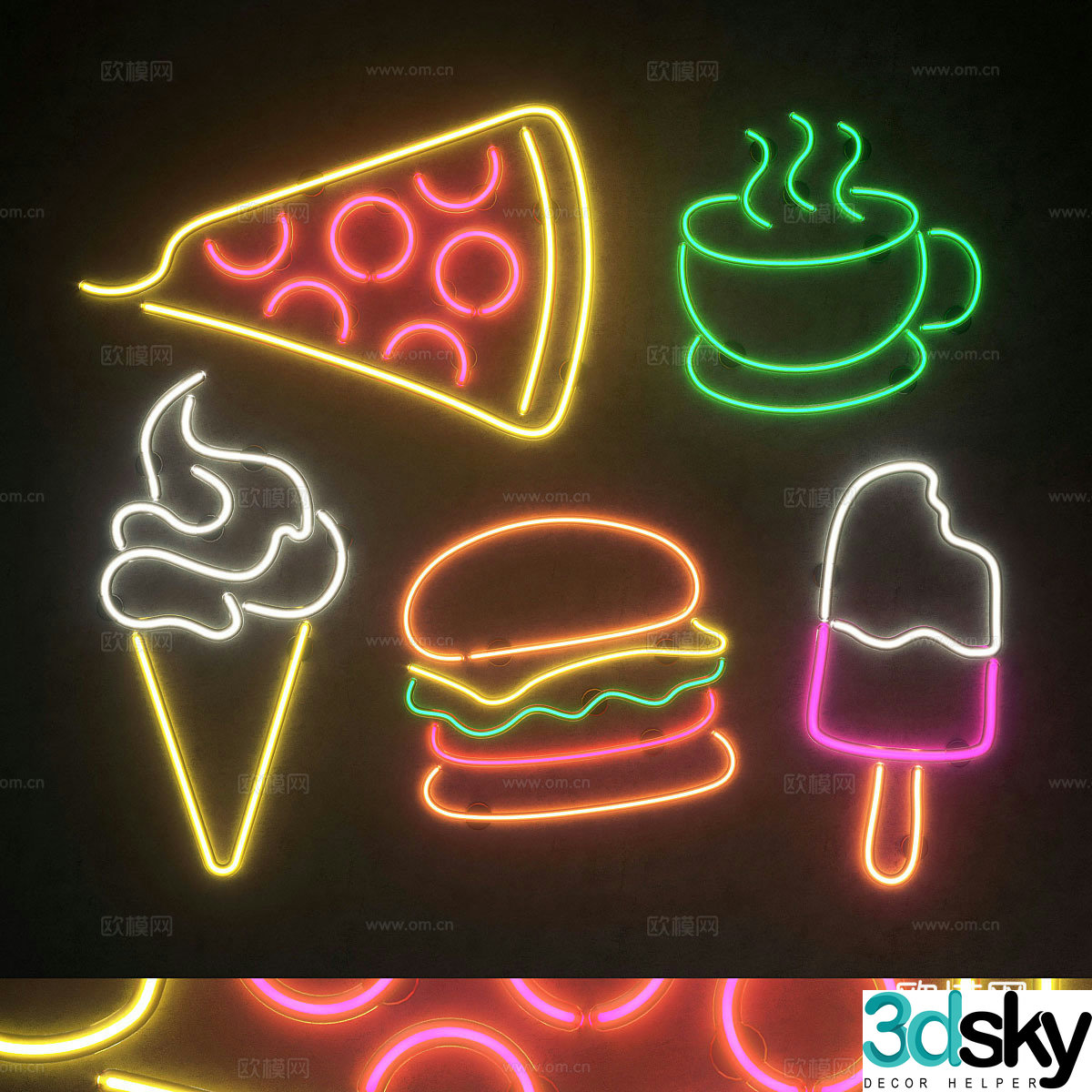 Modern neon light glowing decorative light 3d model