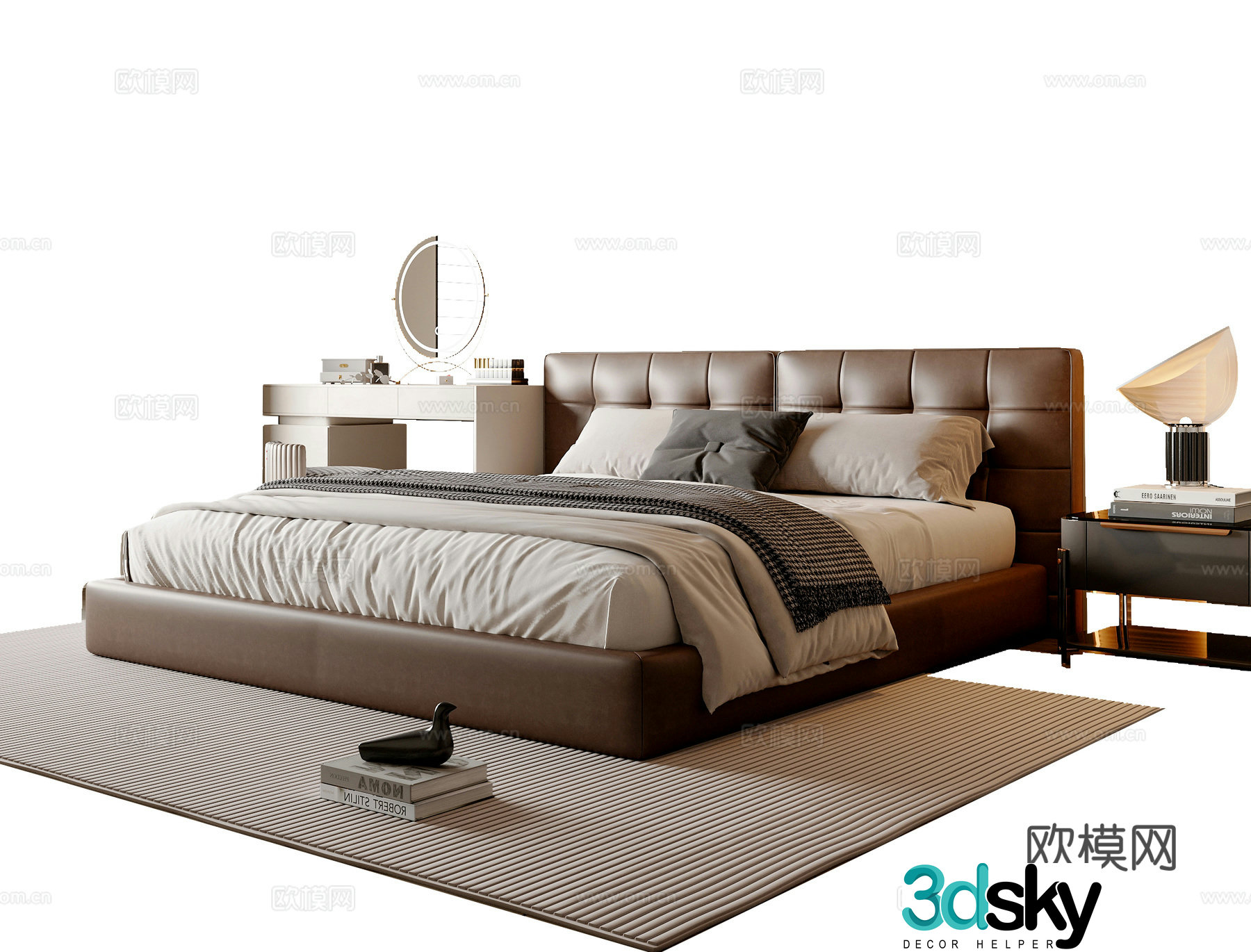 Italian double bed 3d model