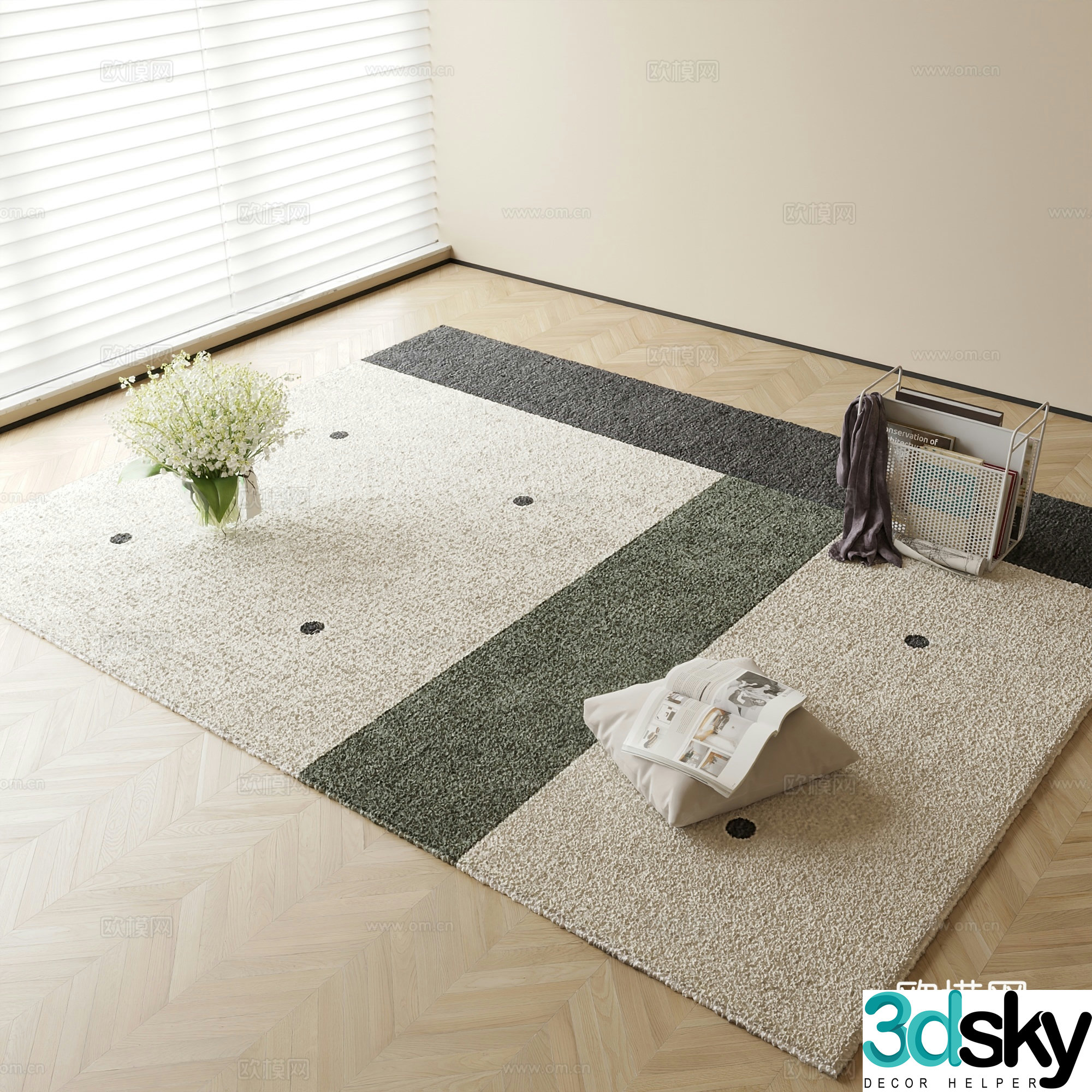 Modern carpet square rug 3d model