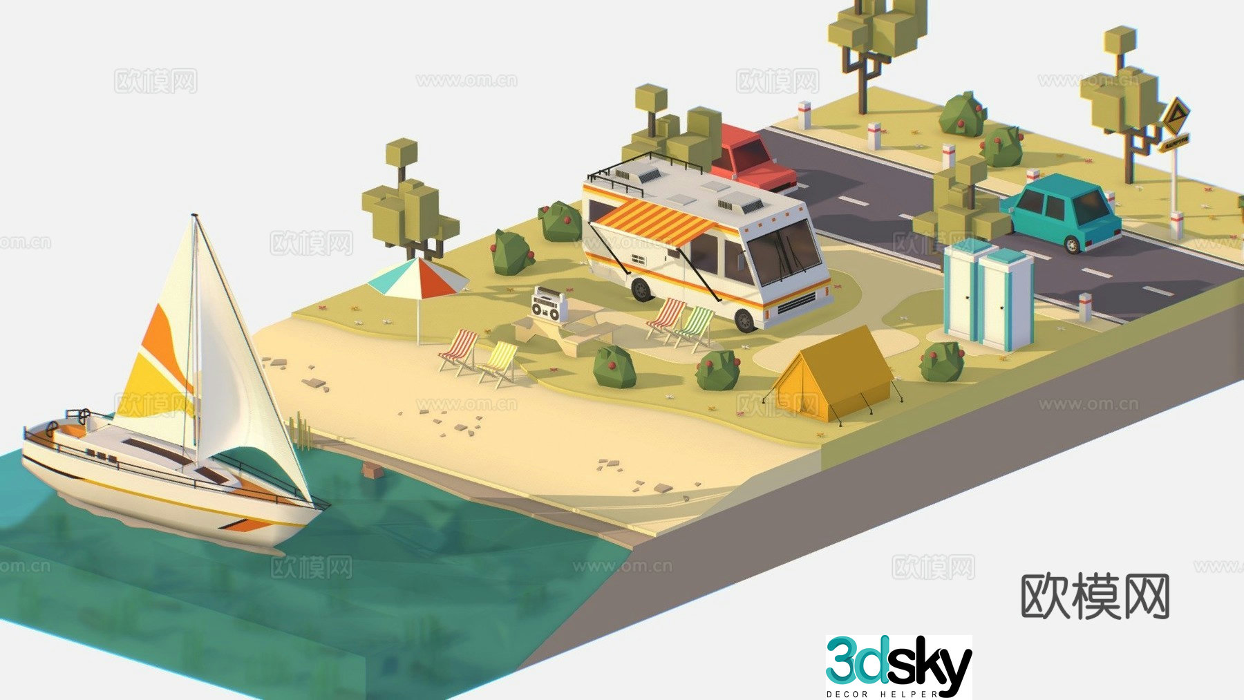 Camping scene park scene 3d model
