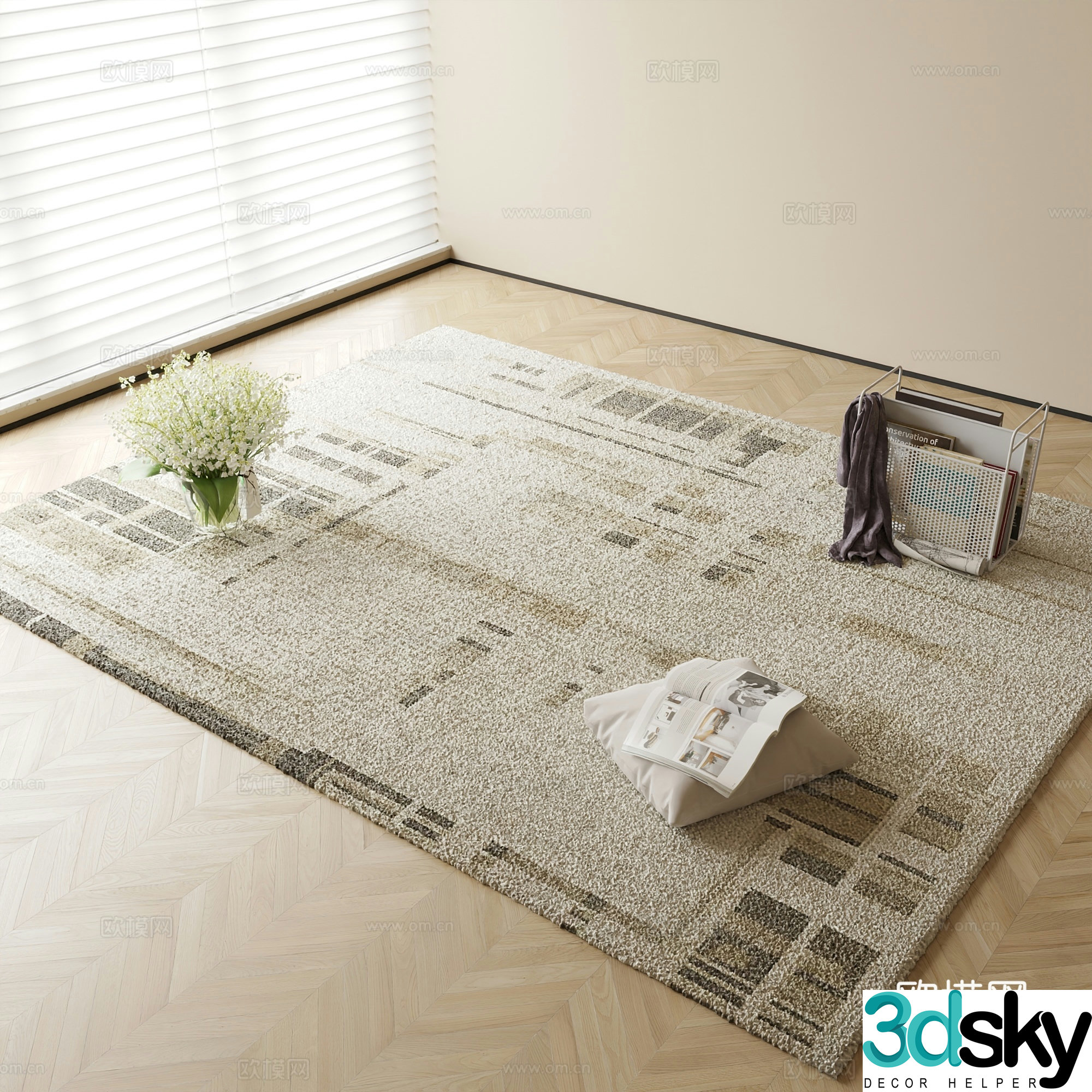 Modern carpet square rug 3d model
