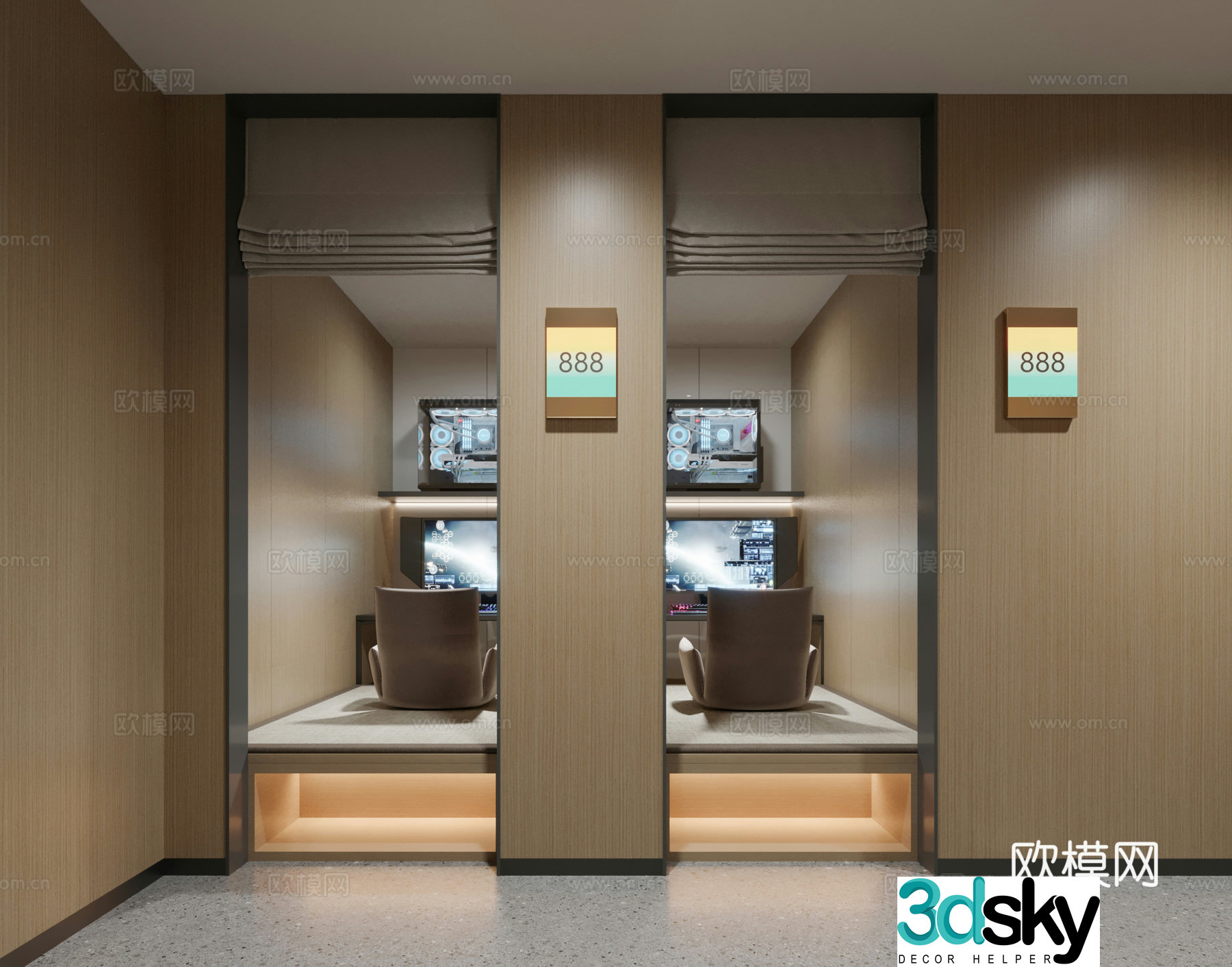 E-sports hotel single tatami private room 3D model