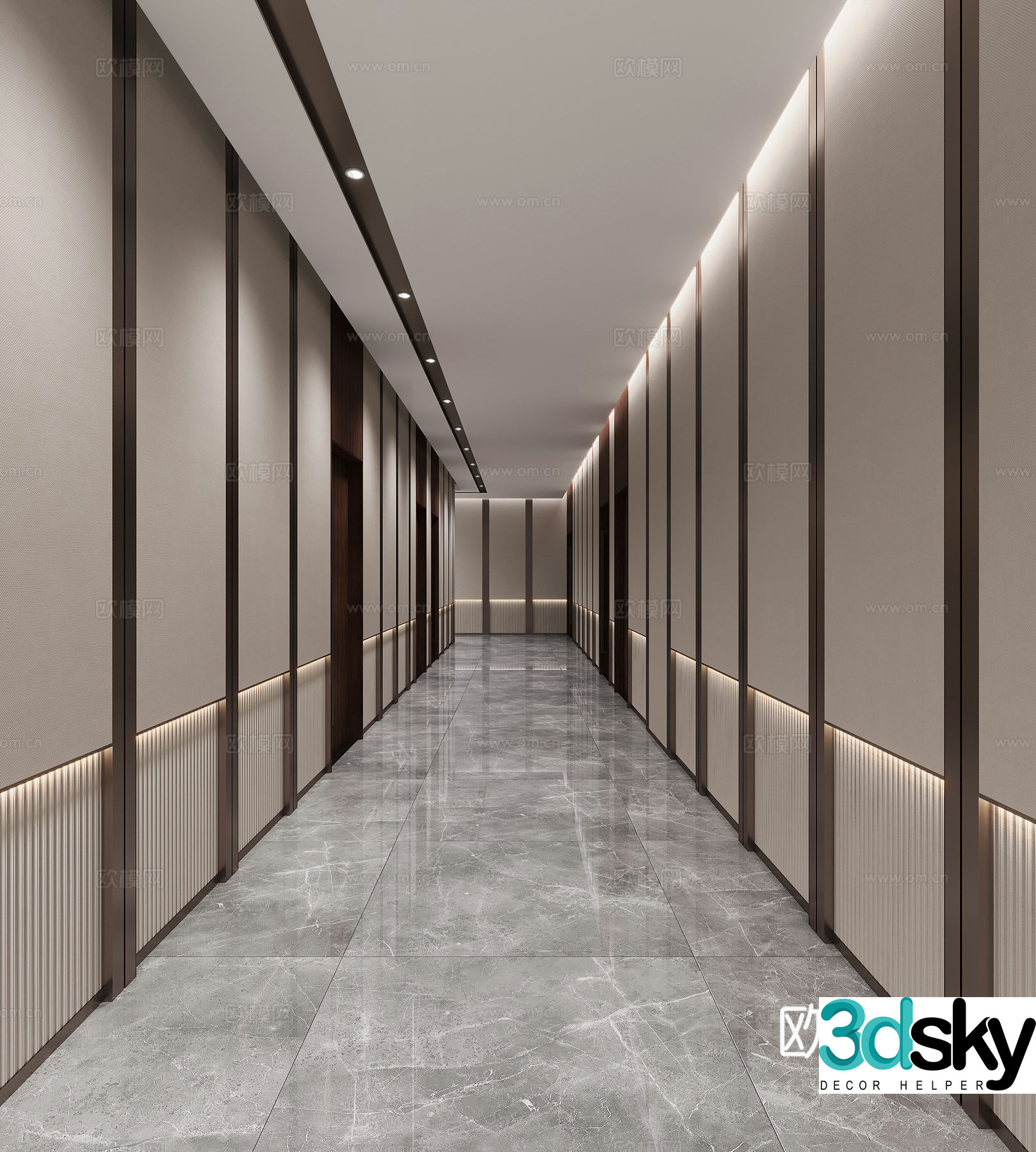 New Chinese style office corridor aisle 3D model