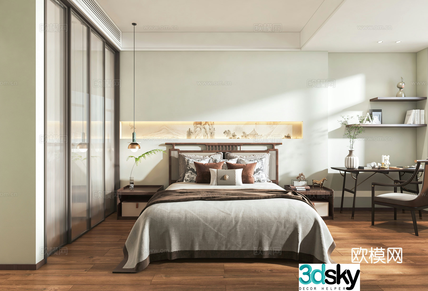 New Chinese style bedroom master bedroom 3d model