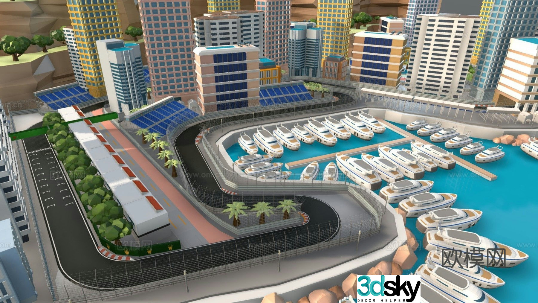 Cartoon city building landscape 3d model
