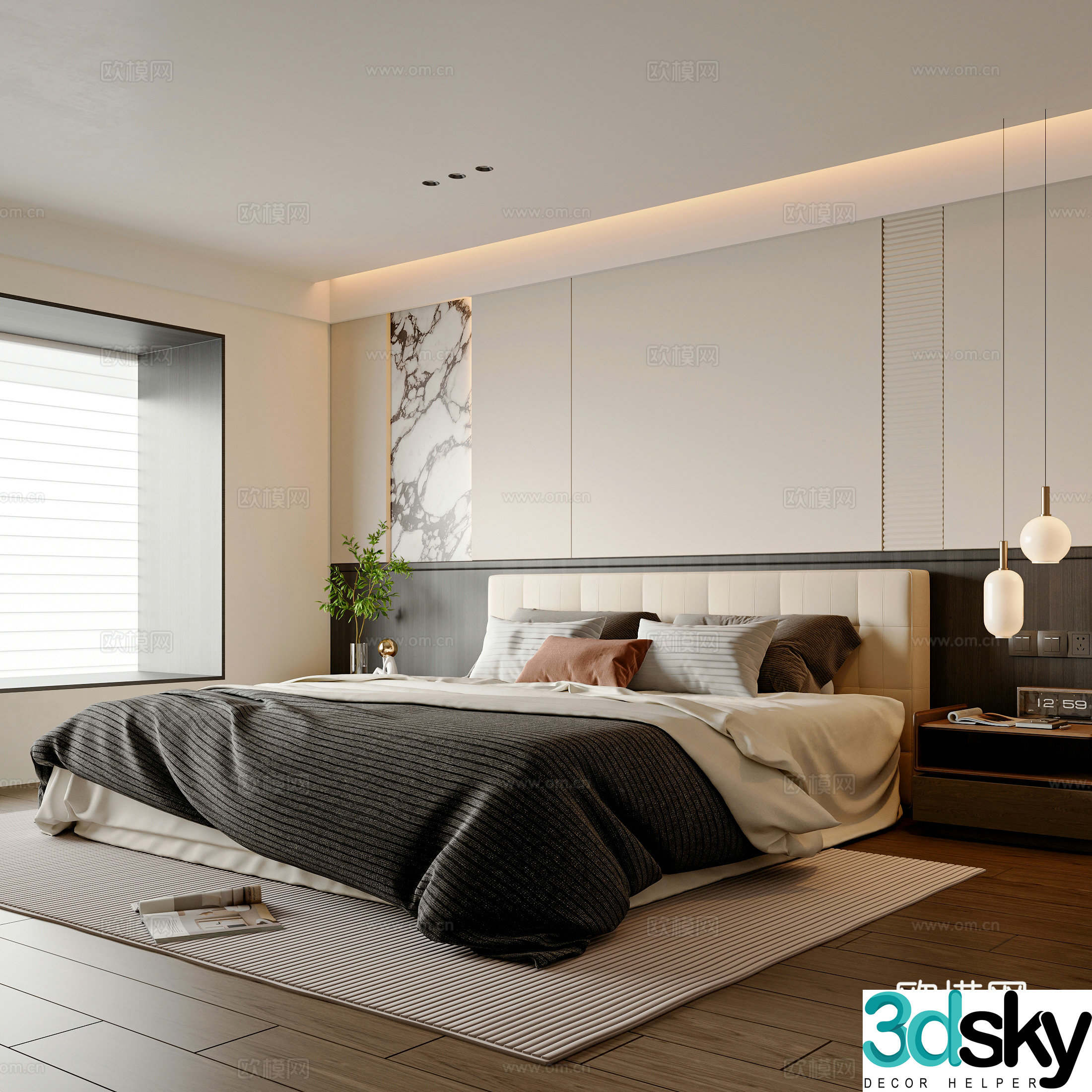 Modern bedroom master bedroom 3d model