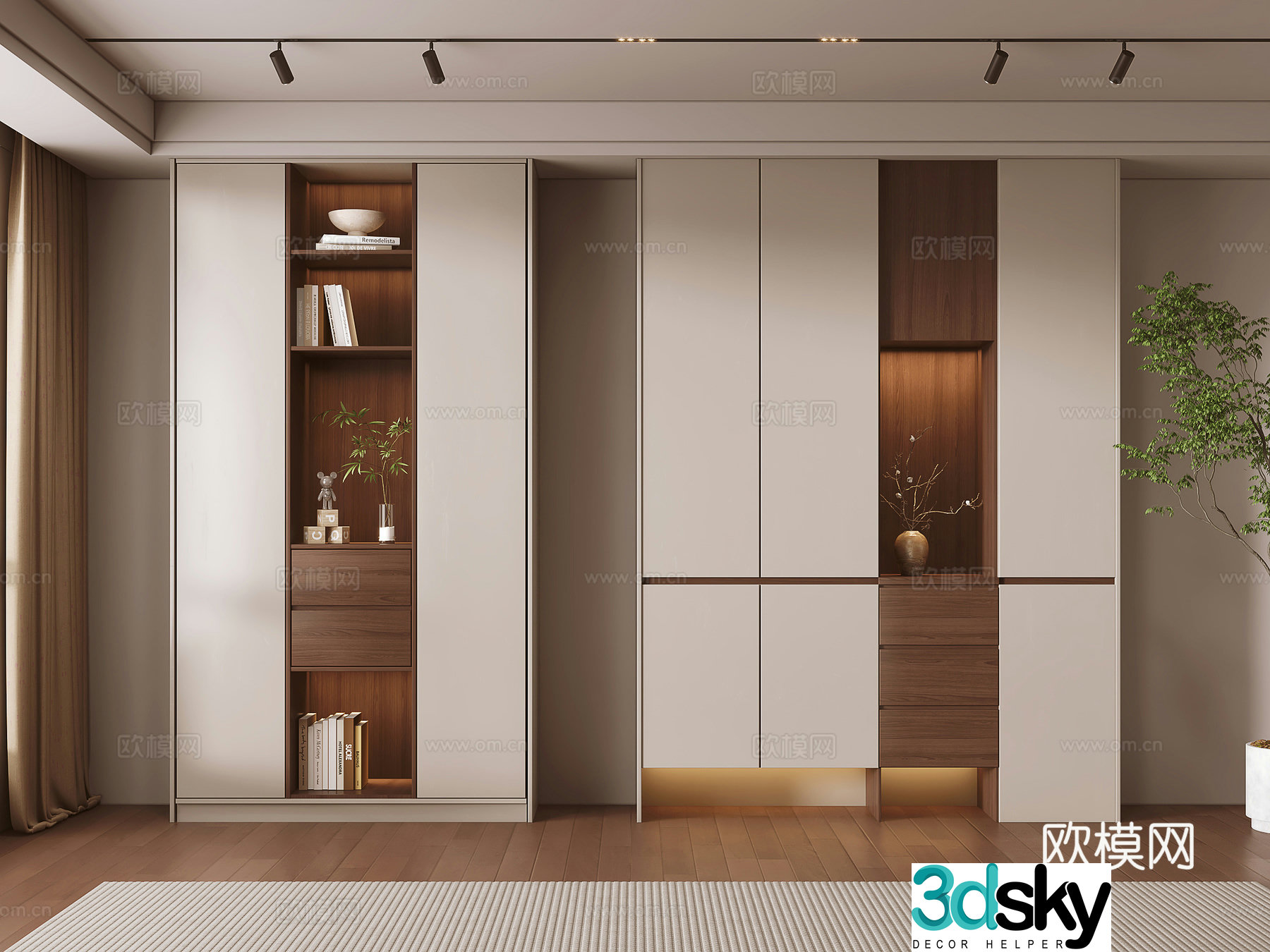 Modern bookcase display cabinet 3d model
