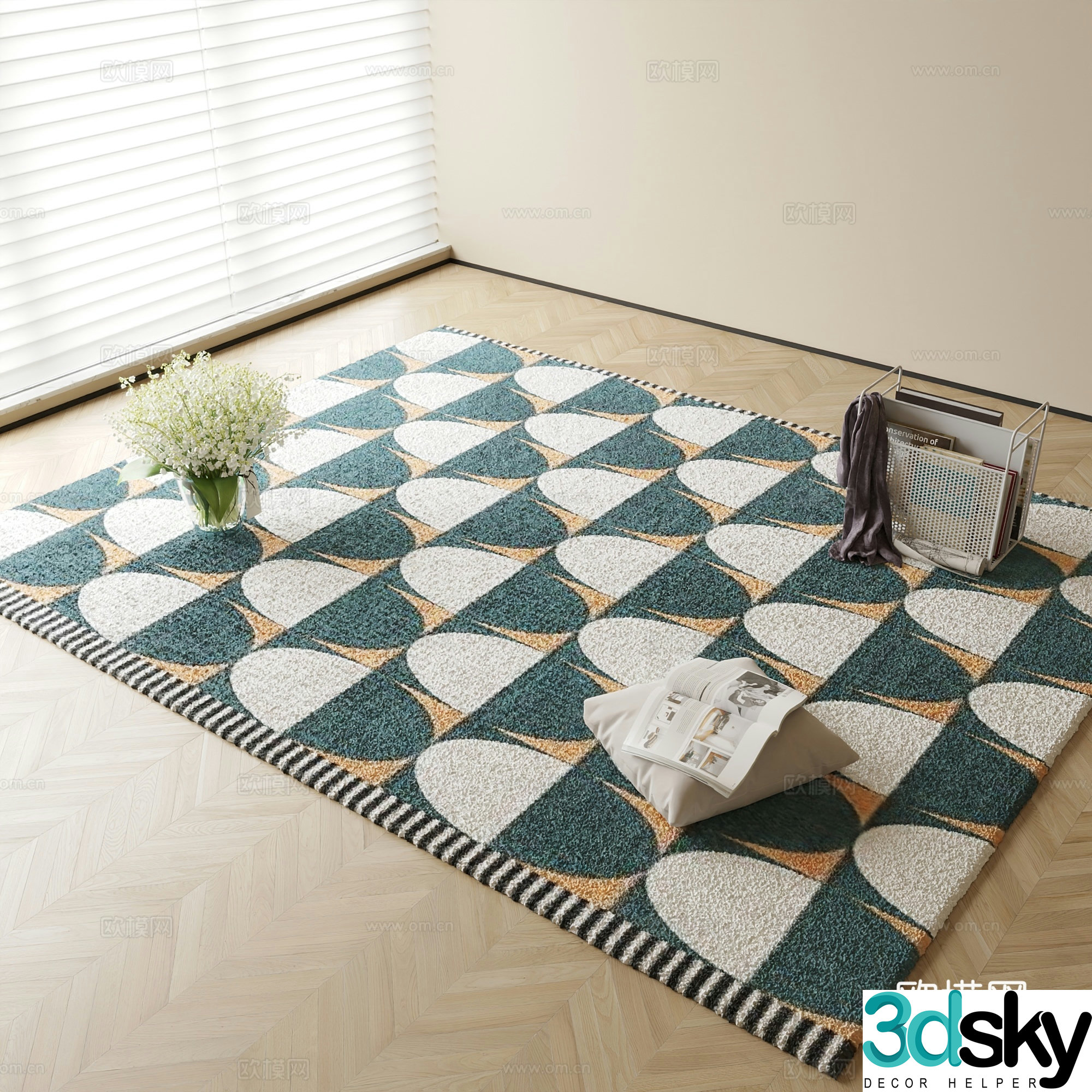 Modern carpet square rug 3d model